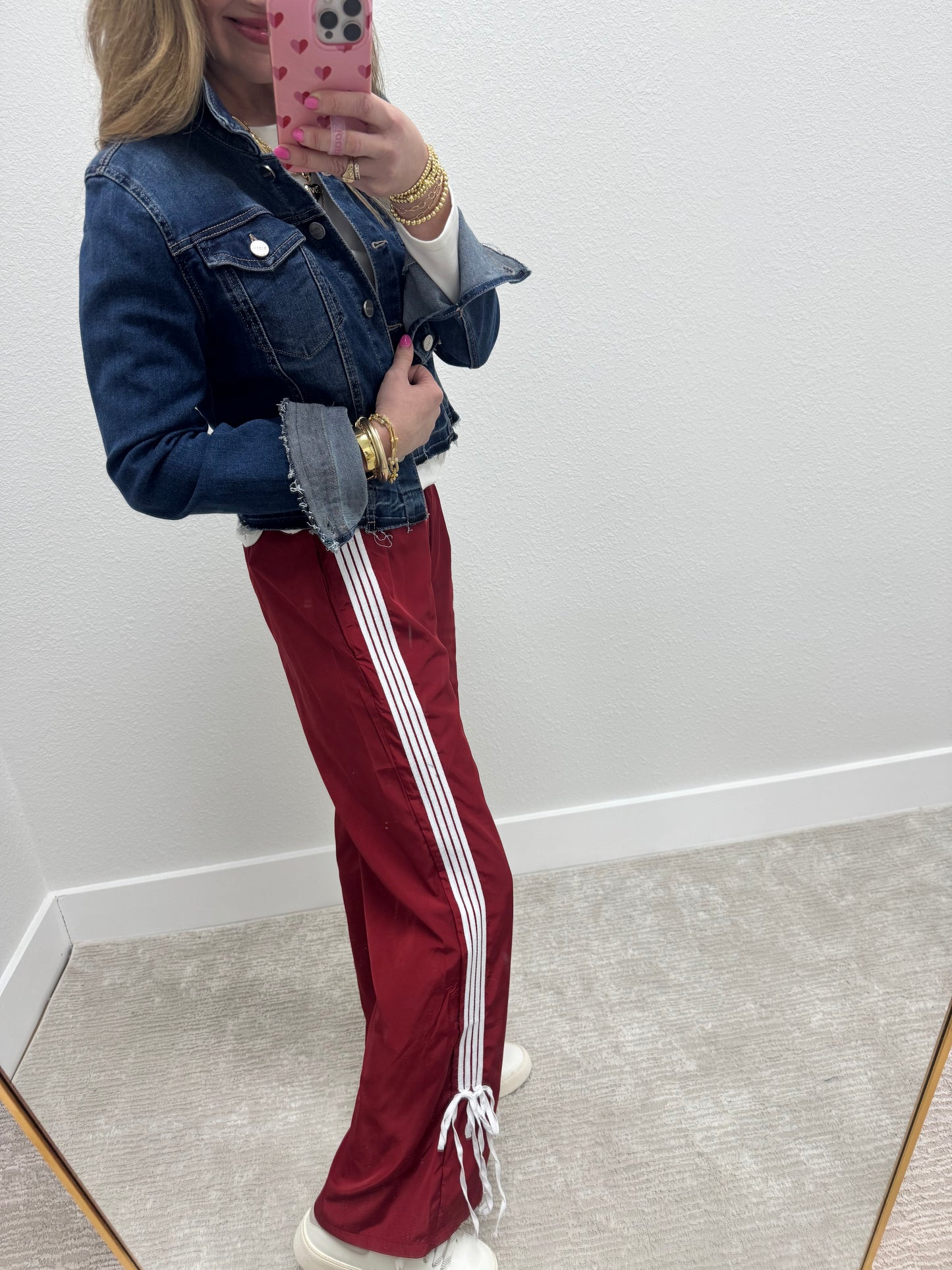 Vintage Red Stripe Tie Bottom Pants