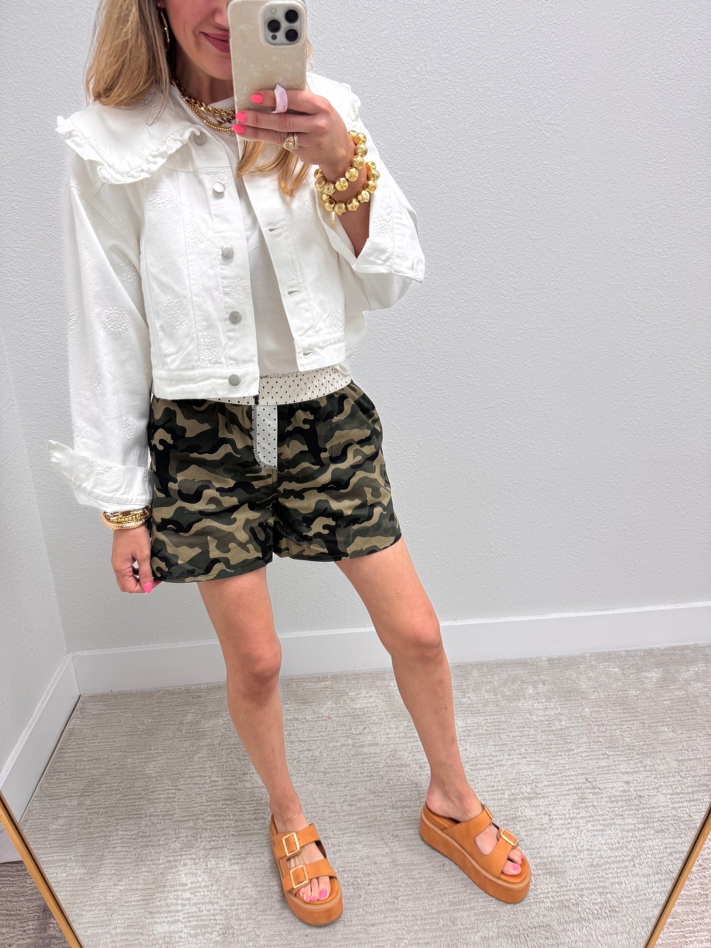 White Denim Collard Design Jacket