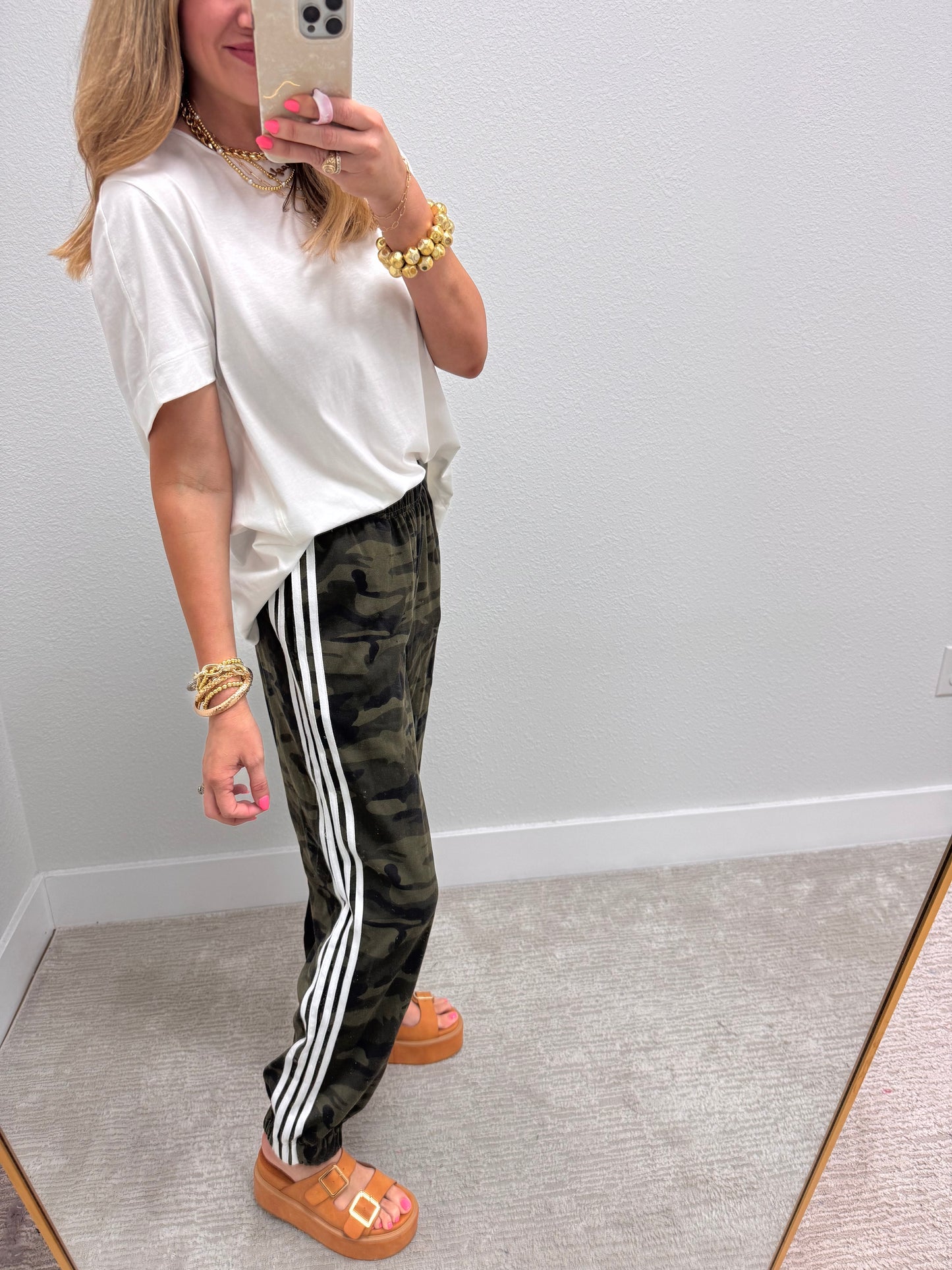 Camo White Stripe Jogger Pants