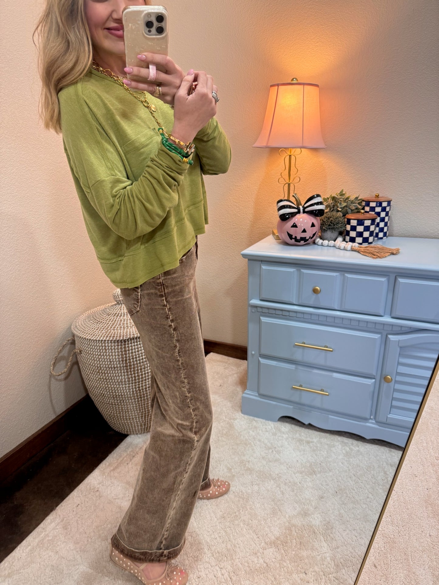 Risen High Rise Mocha Wide Leg Corduroy Pants