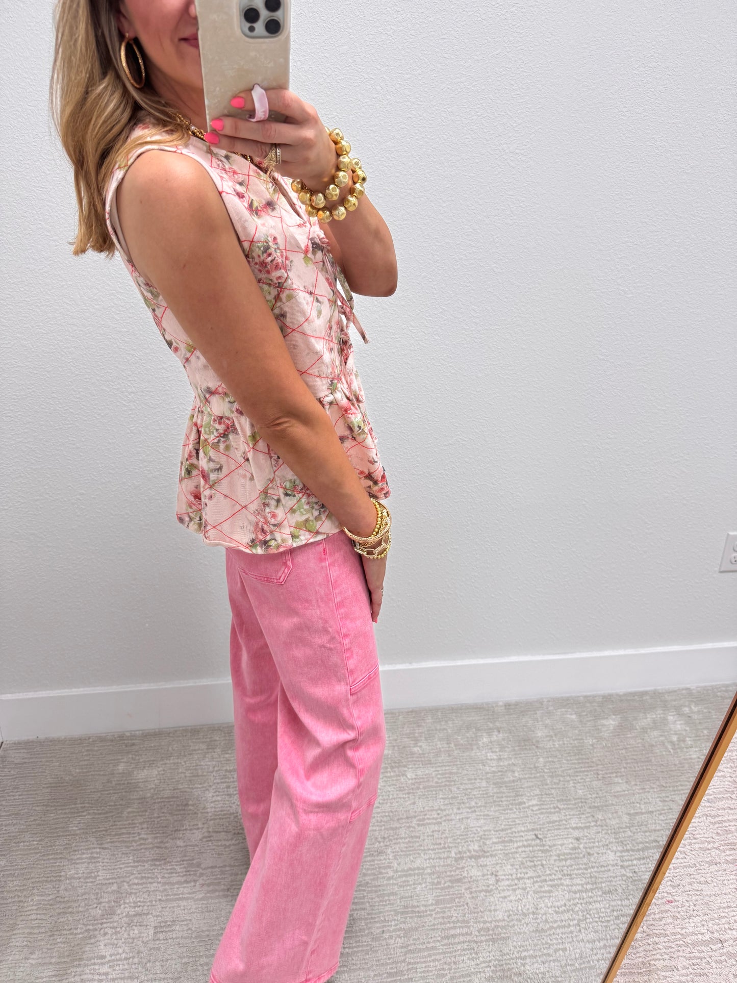 Garden Floral Denim Tie Vest