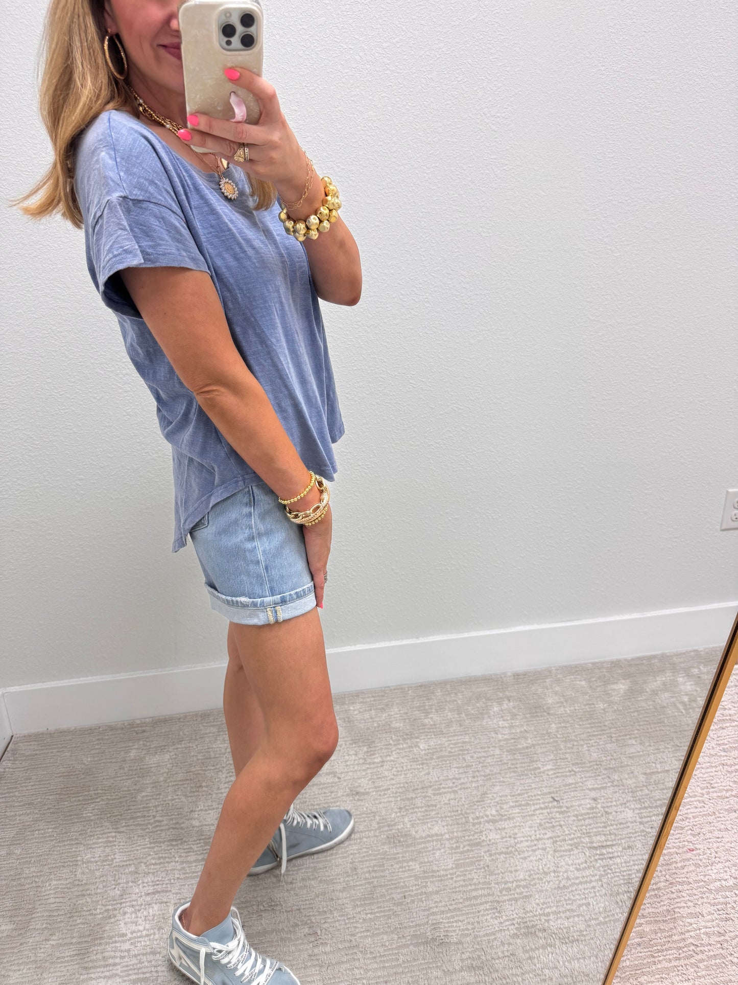 Blue Washed Open Back Top