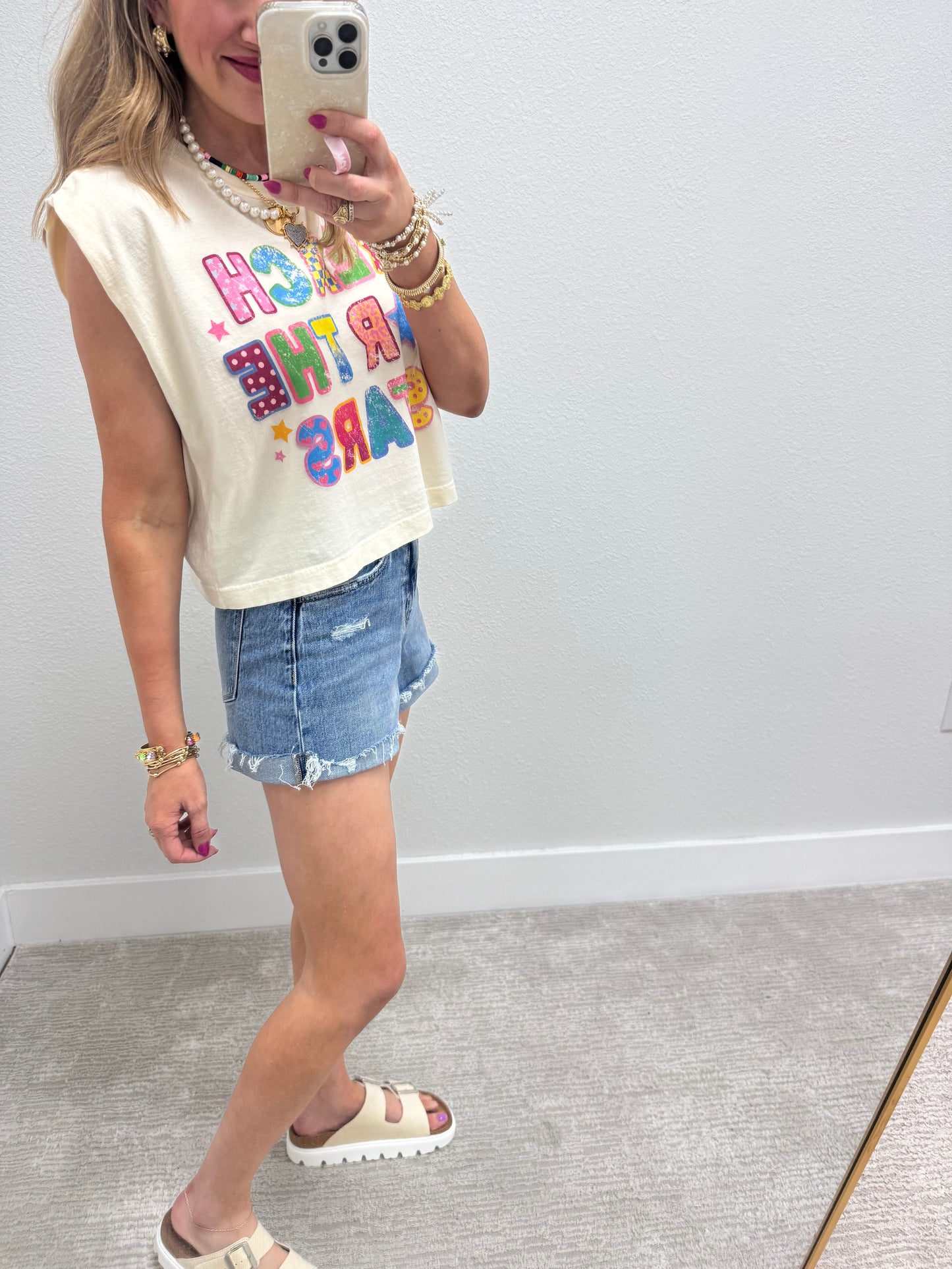 Vervet High Rise Medium Washed Cuffed Denim Shorts FS