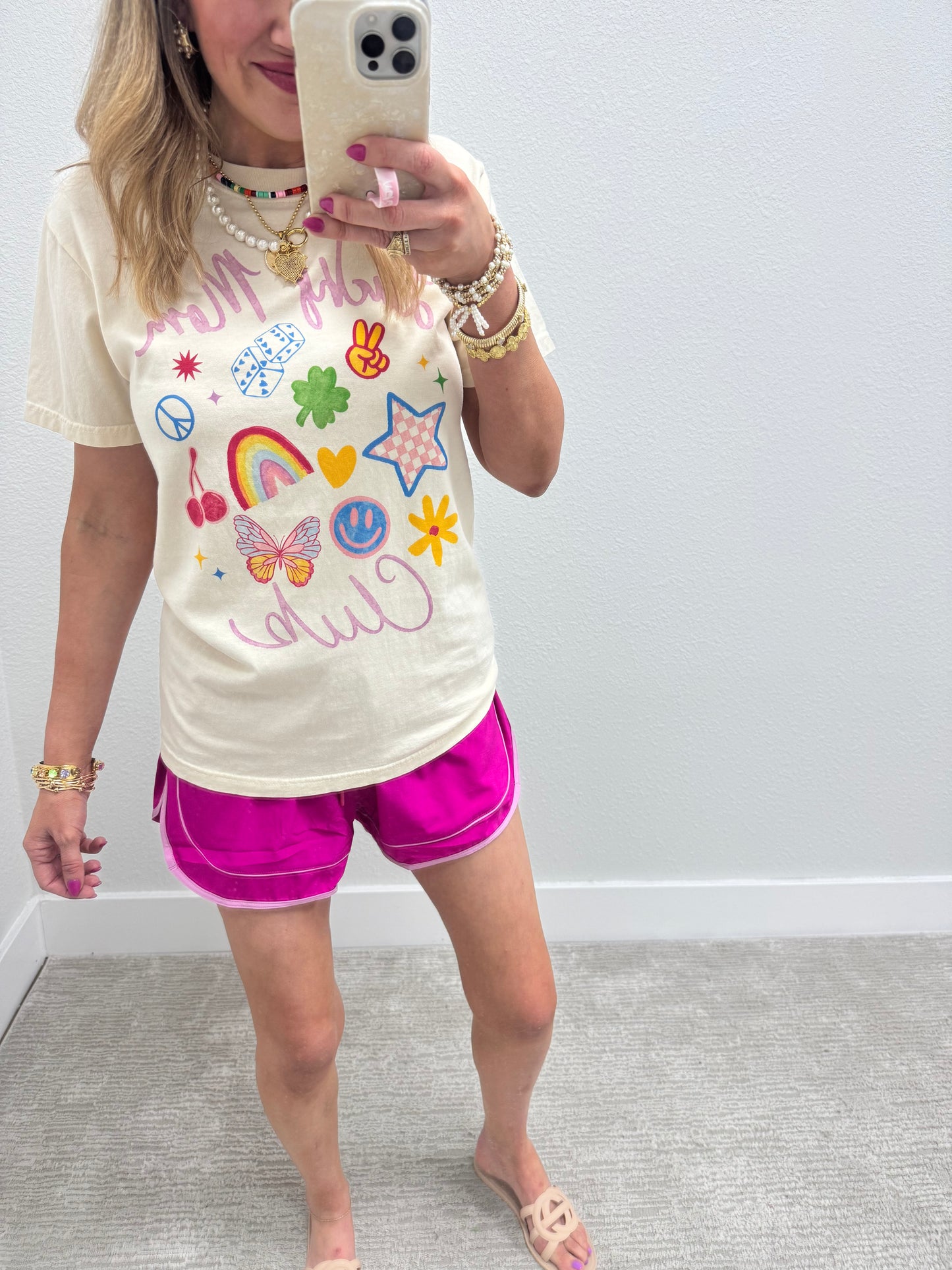 Fuchsia Athletic Shorts with Piping Detail