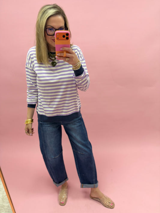 Risen Dark Wash Stretchy High Rise Crop Barrel Cuffed Jeans