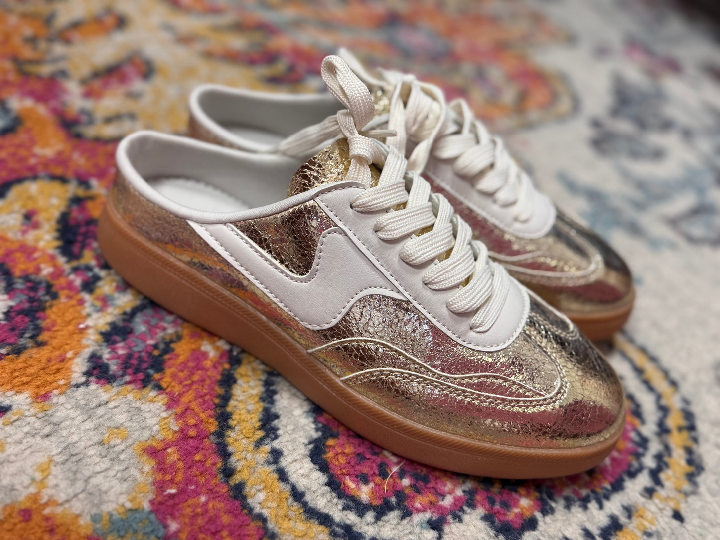Gold Metallic Slide On Sneaker