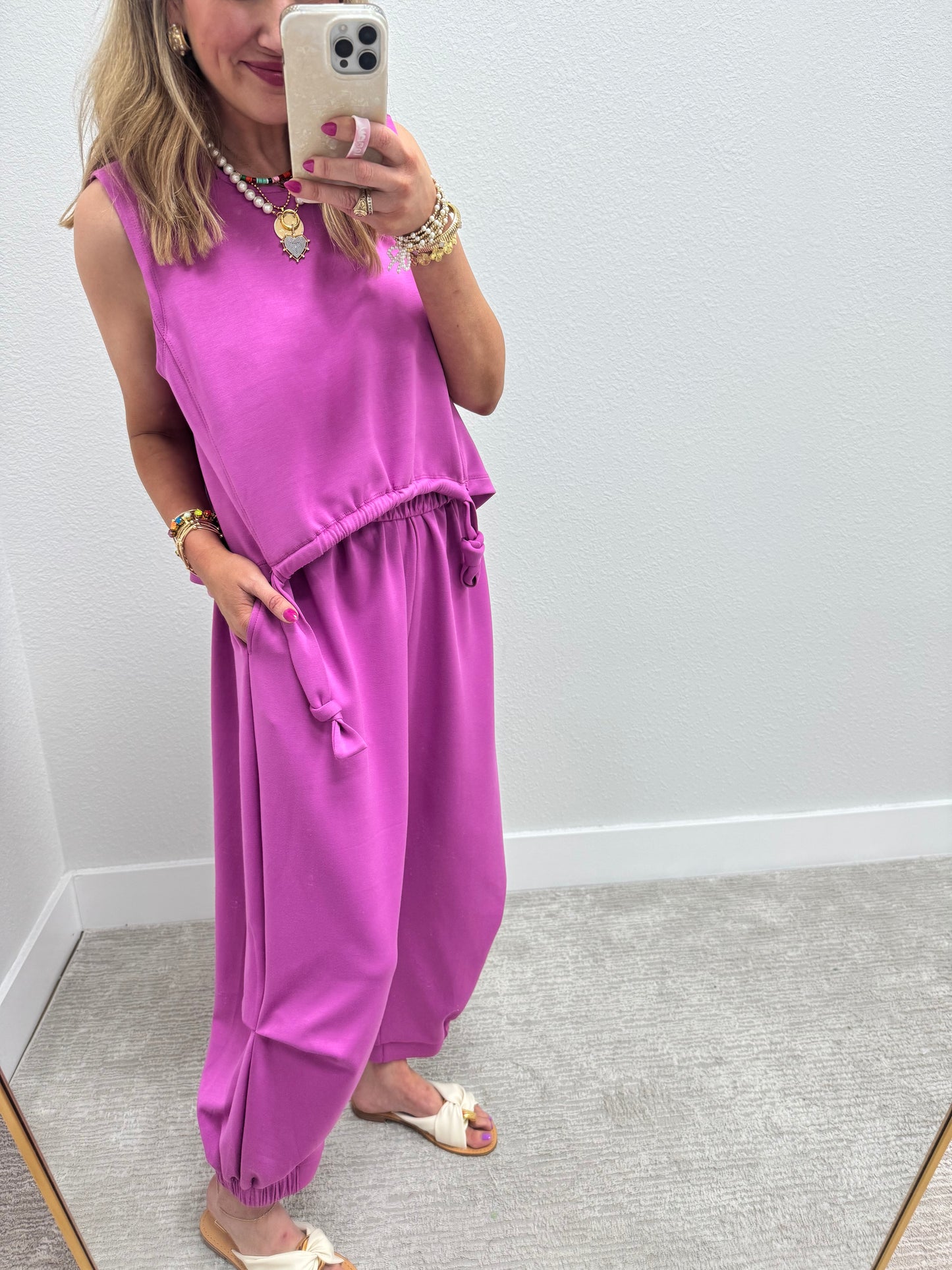 Scuba Orchid Cinch Tie Top and Pants Set