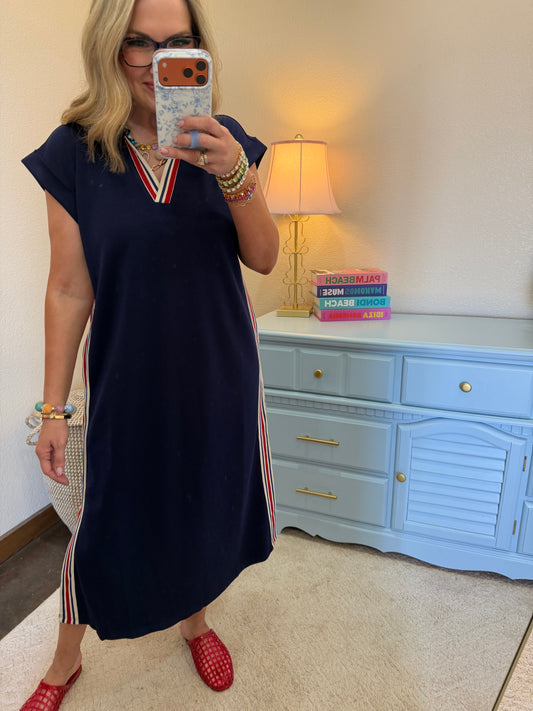 Scuba Navy Middy Side Detail Dress