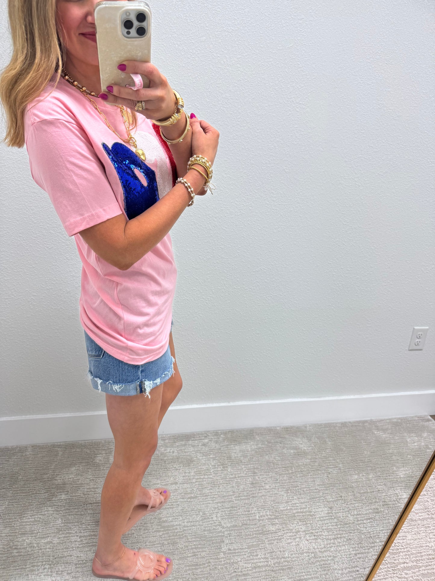 USA Sequin Appliqué Stitched Short Sleeve FS