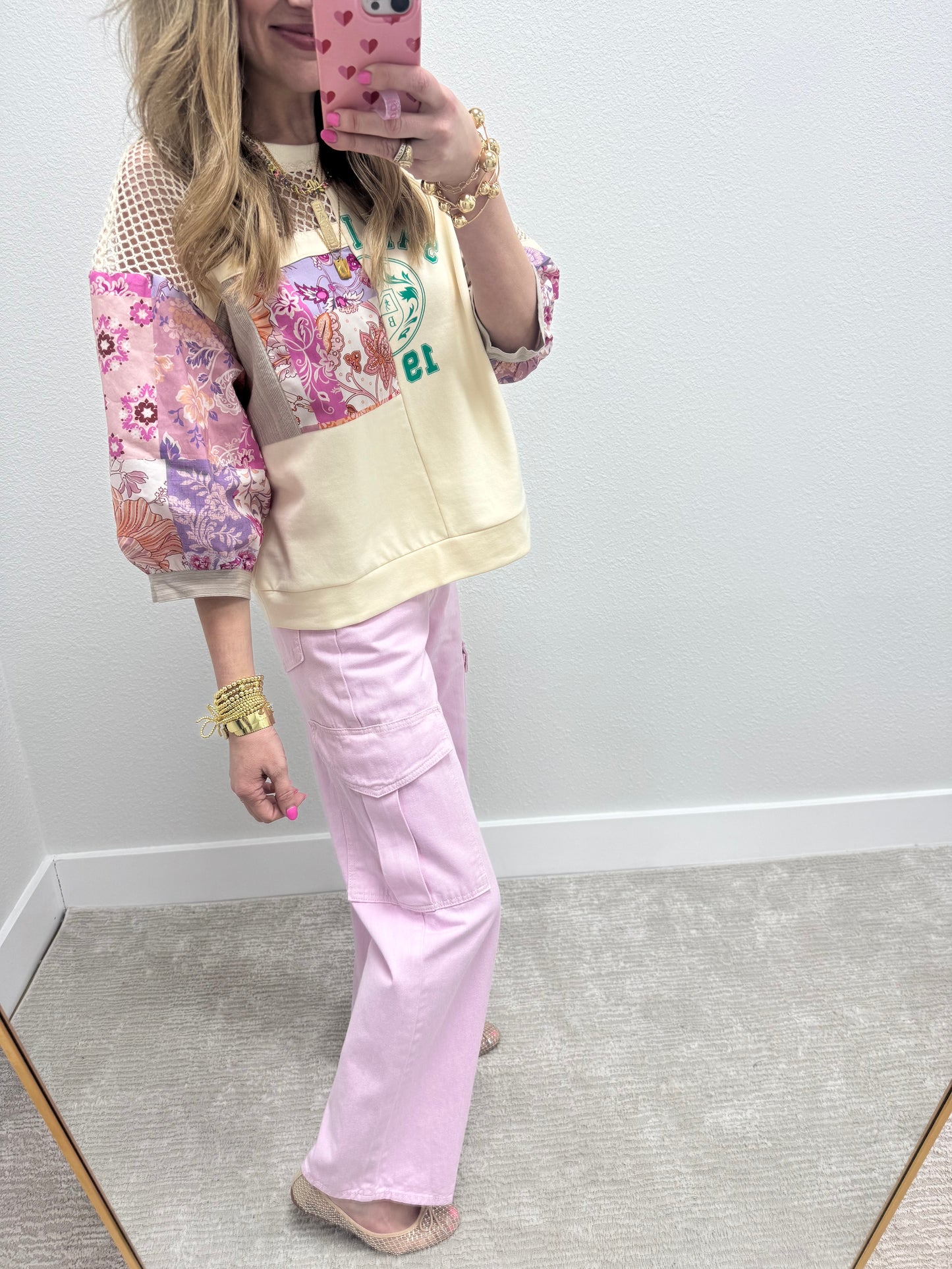 Light Pink Cargo Denim Jeans FS