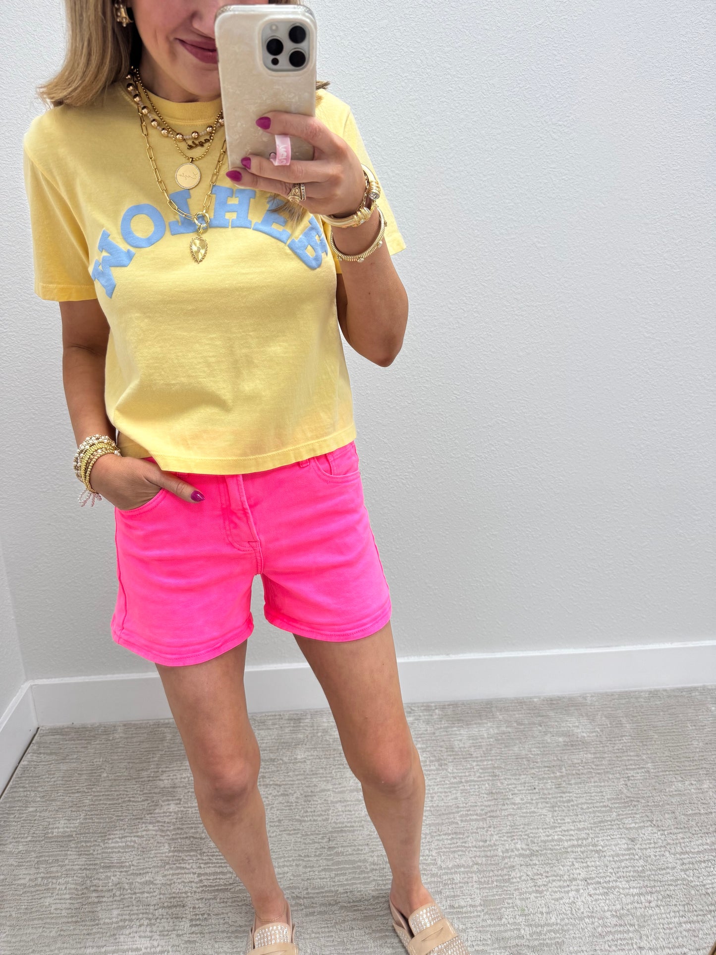 Light Yellow Comfort Colors Upside Down Mother Puff Crop Tee