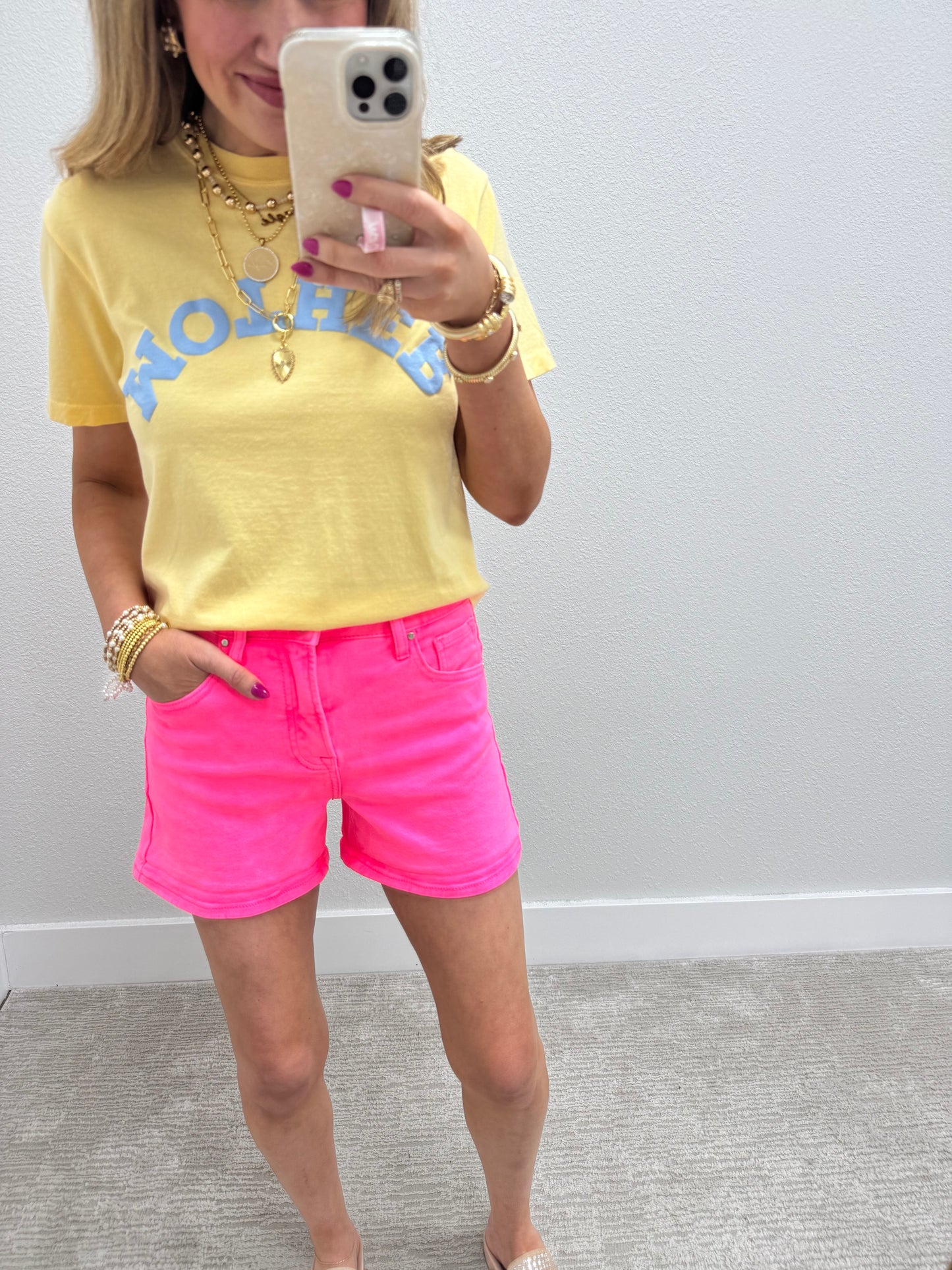 Light Yellow Comfort Colors Upside Down Mother Puff Crop Tee