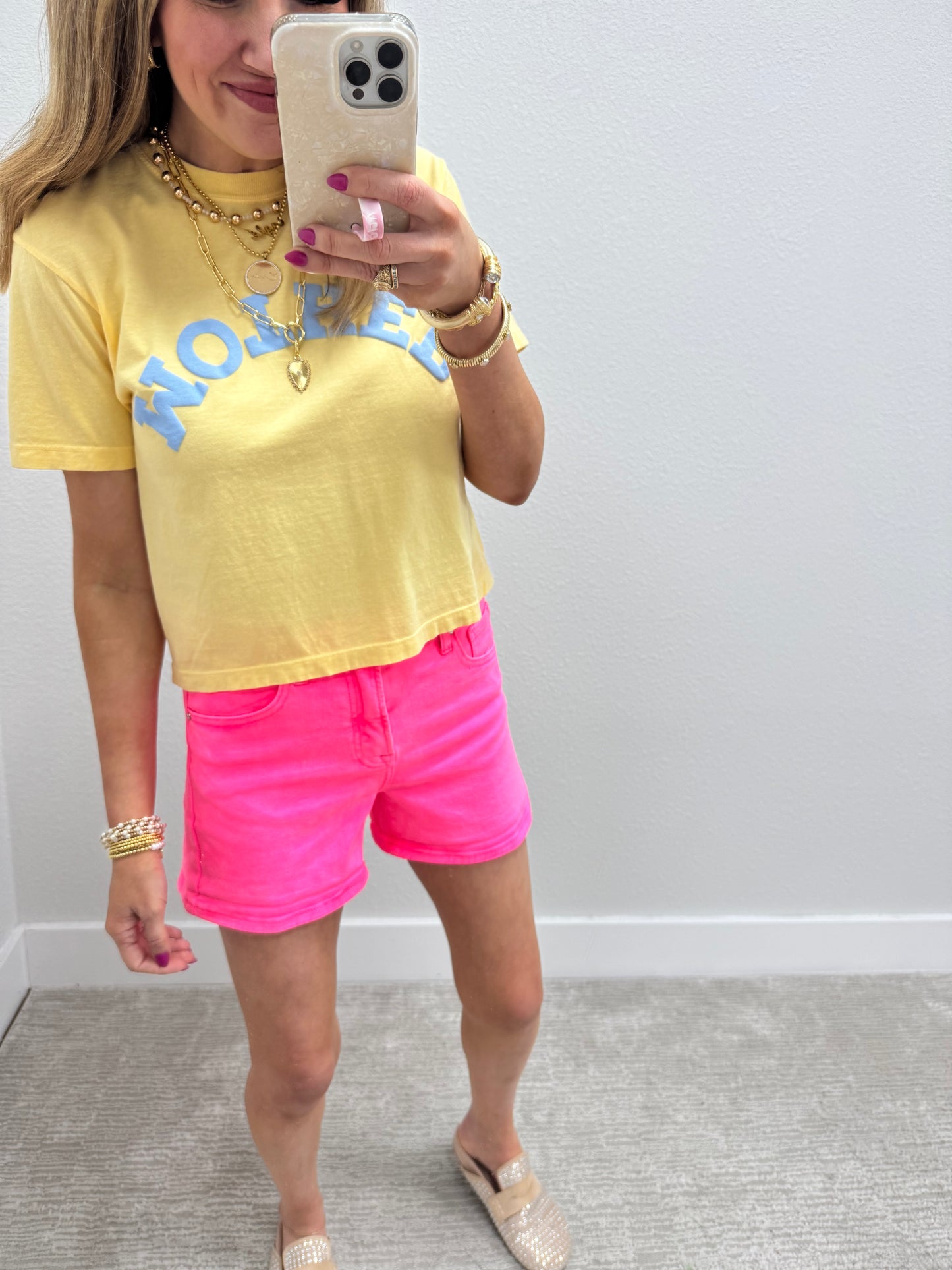 Light Yellow Comfort Colors Upside Down Mother Puff Crop Tee