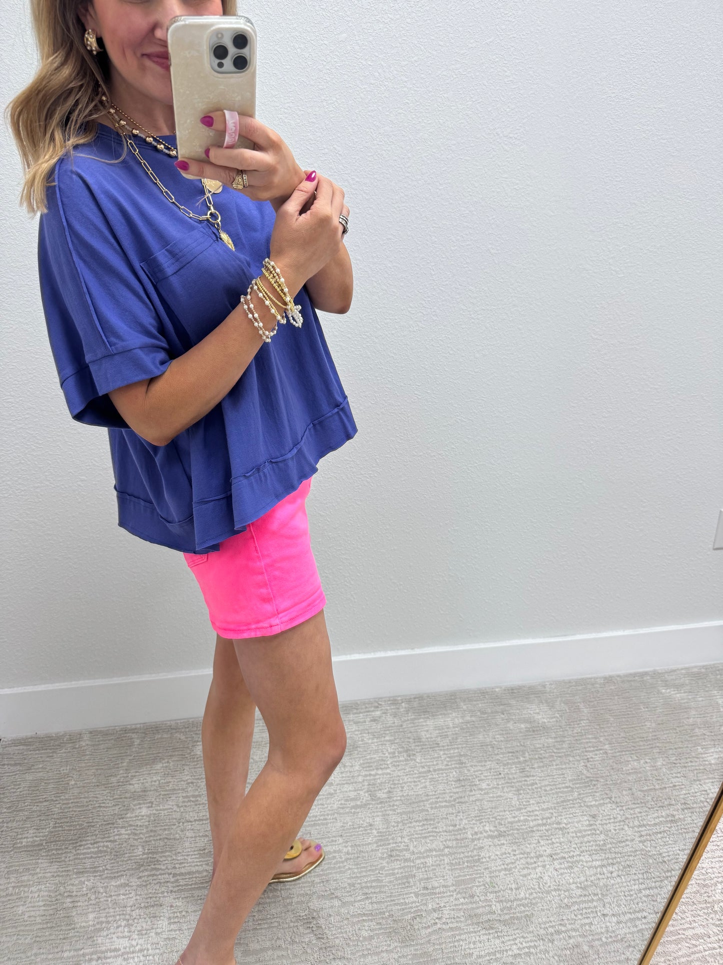 Risen Neon Pink Tummy Control High Rise Cuffed Shorts FS