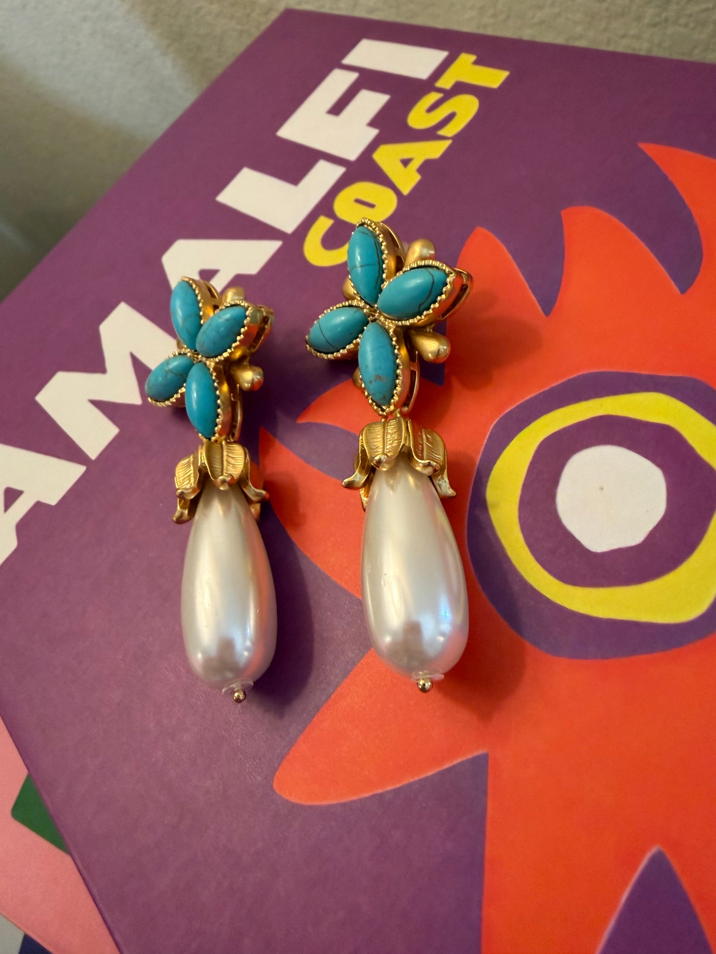 Lux Gold And Turquoise Earrings