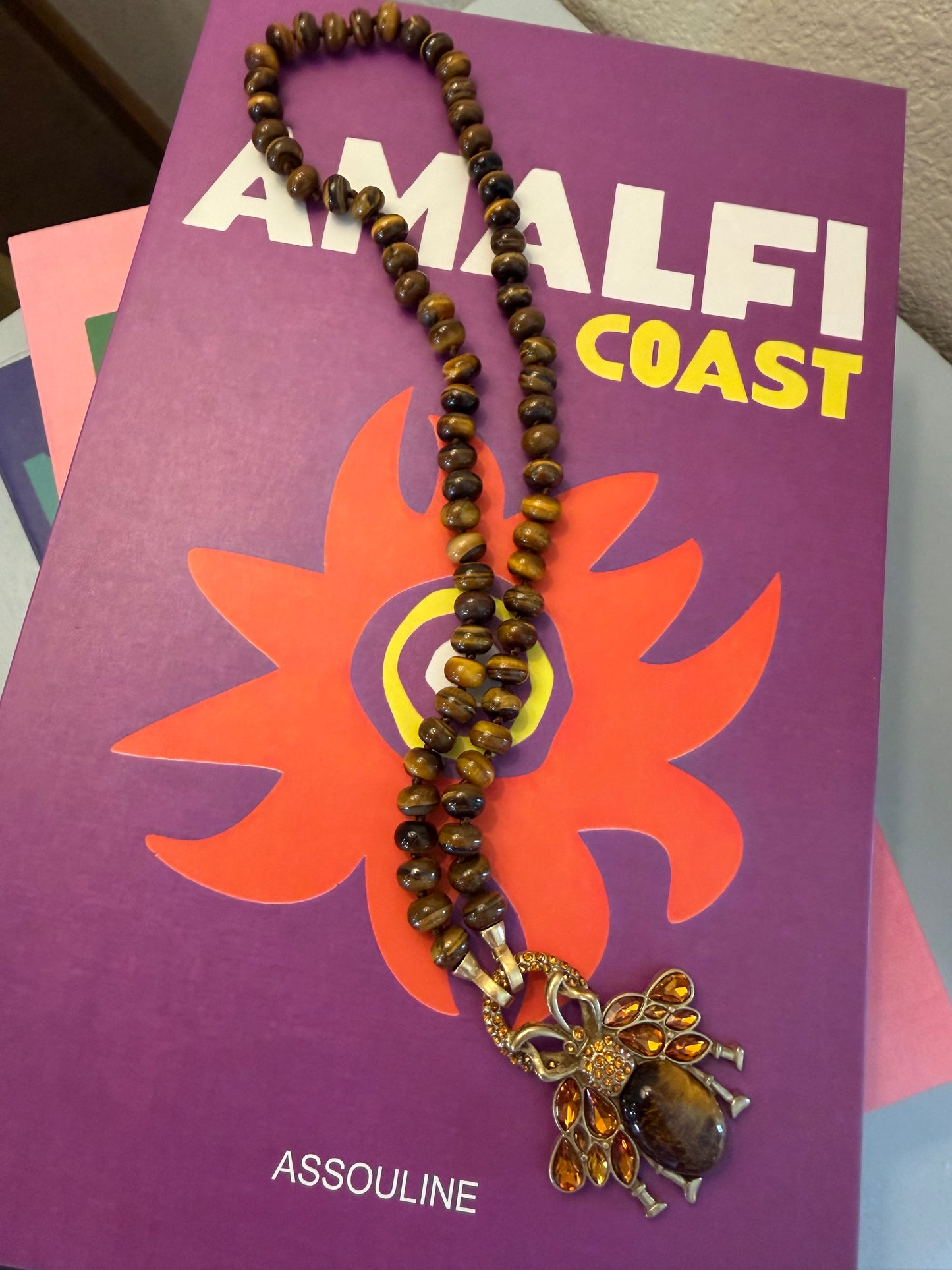 Lux Brown Bead Bee Necklace