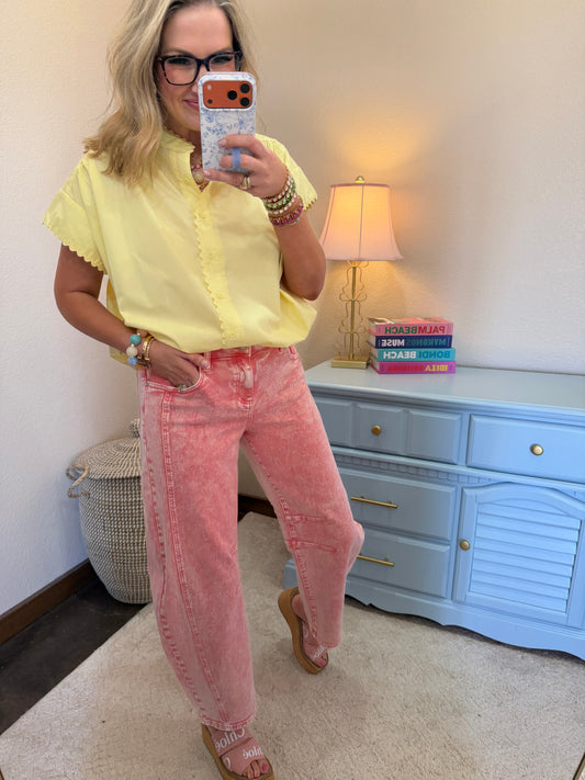 Butter Yellow Cap Sleeve Over-sized Top
