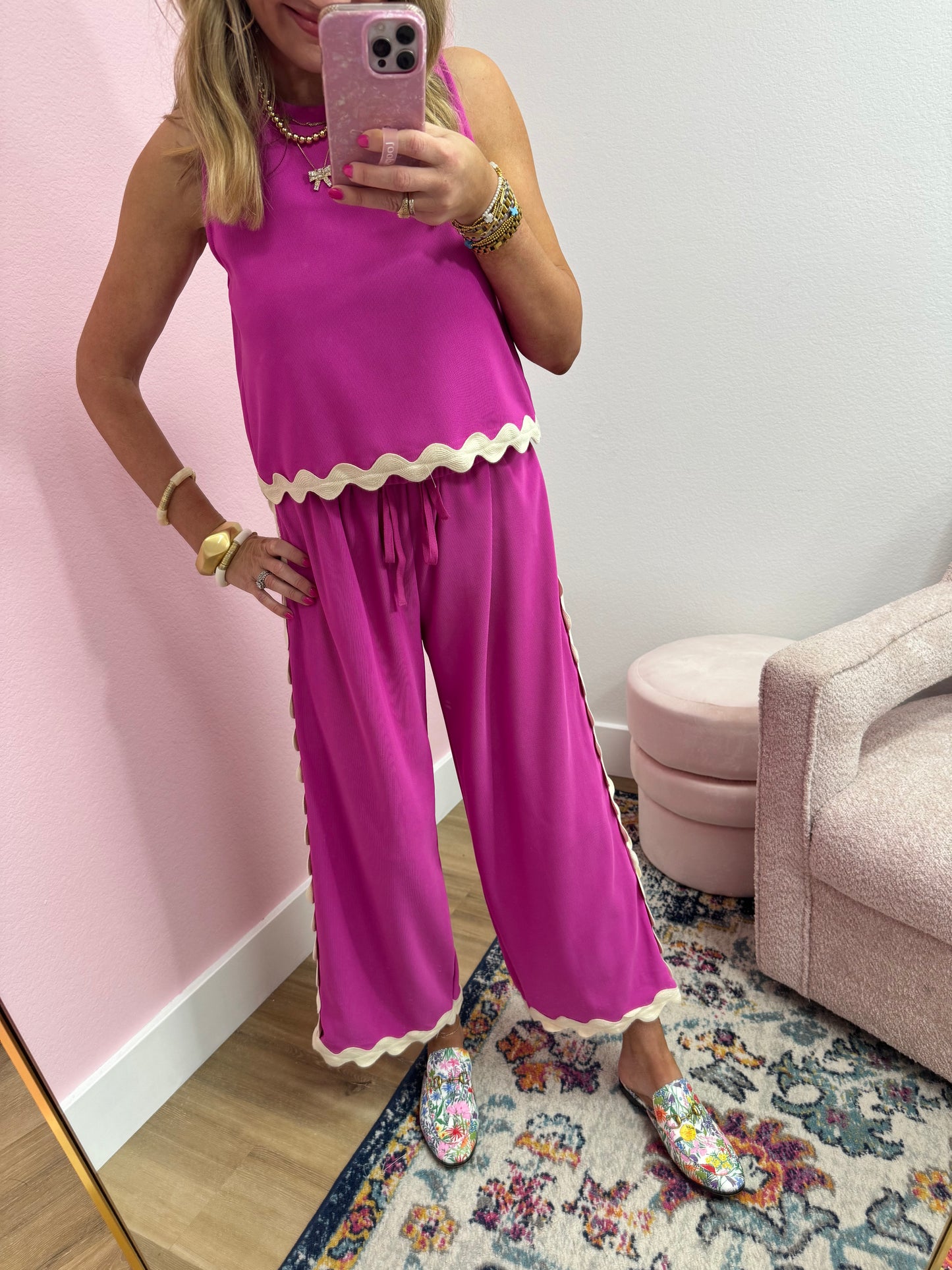Hot Pink Ric Rac Pant Set