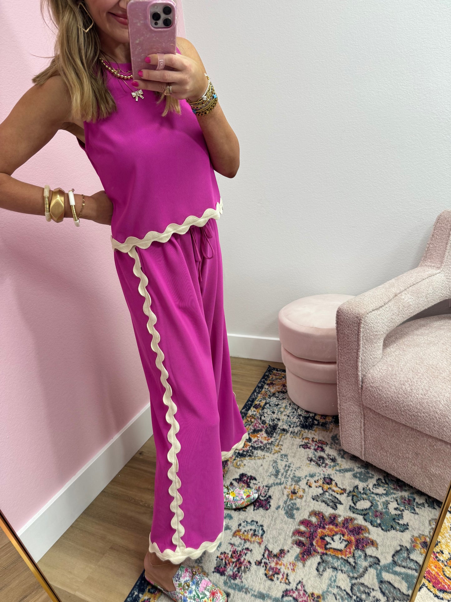 Hot Pink Ric Rac Pant Set
