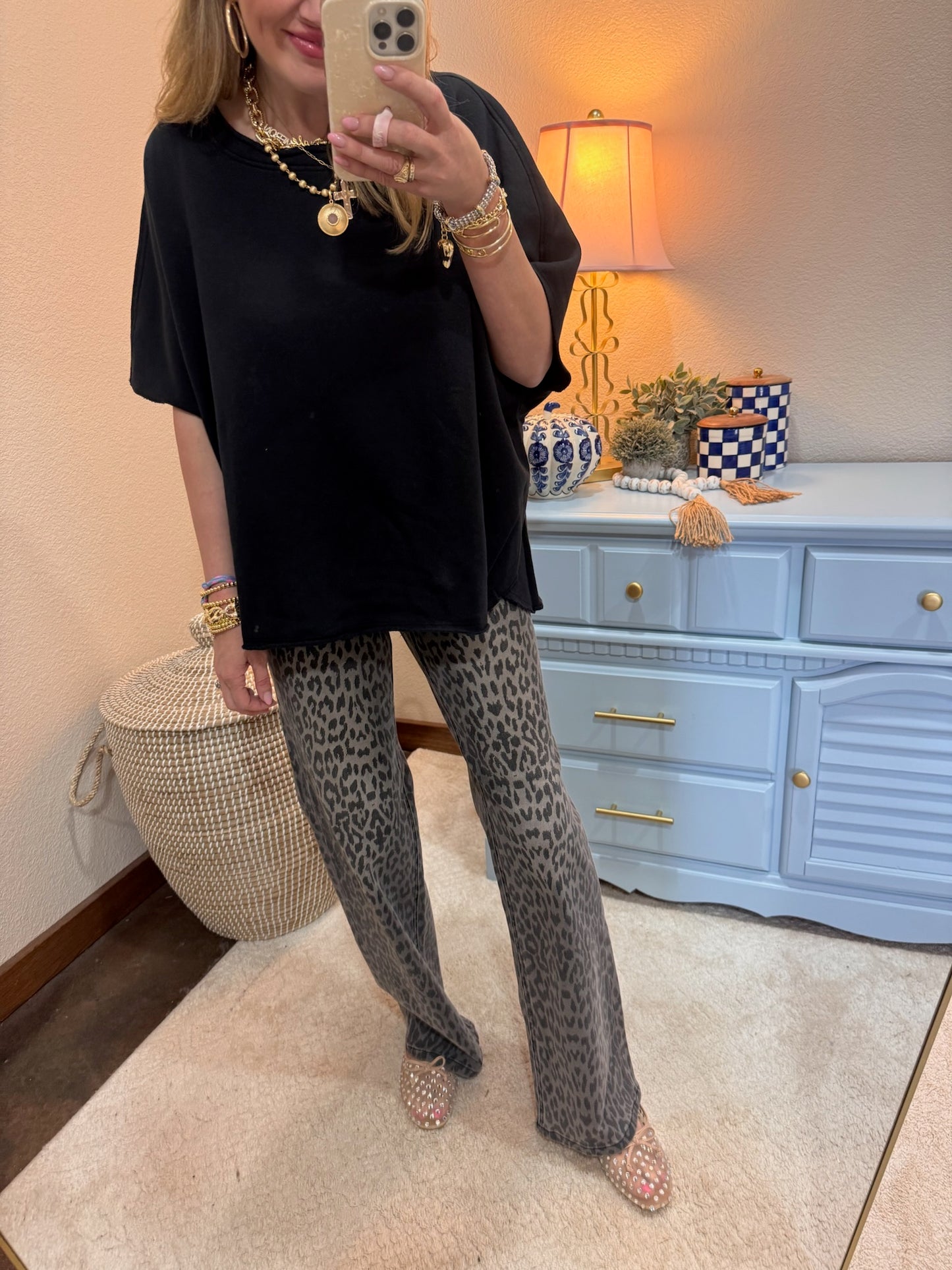 Black Malibu Vintage Dolman Top