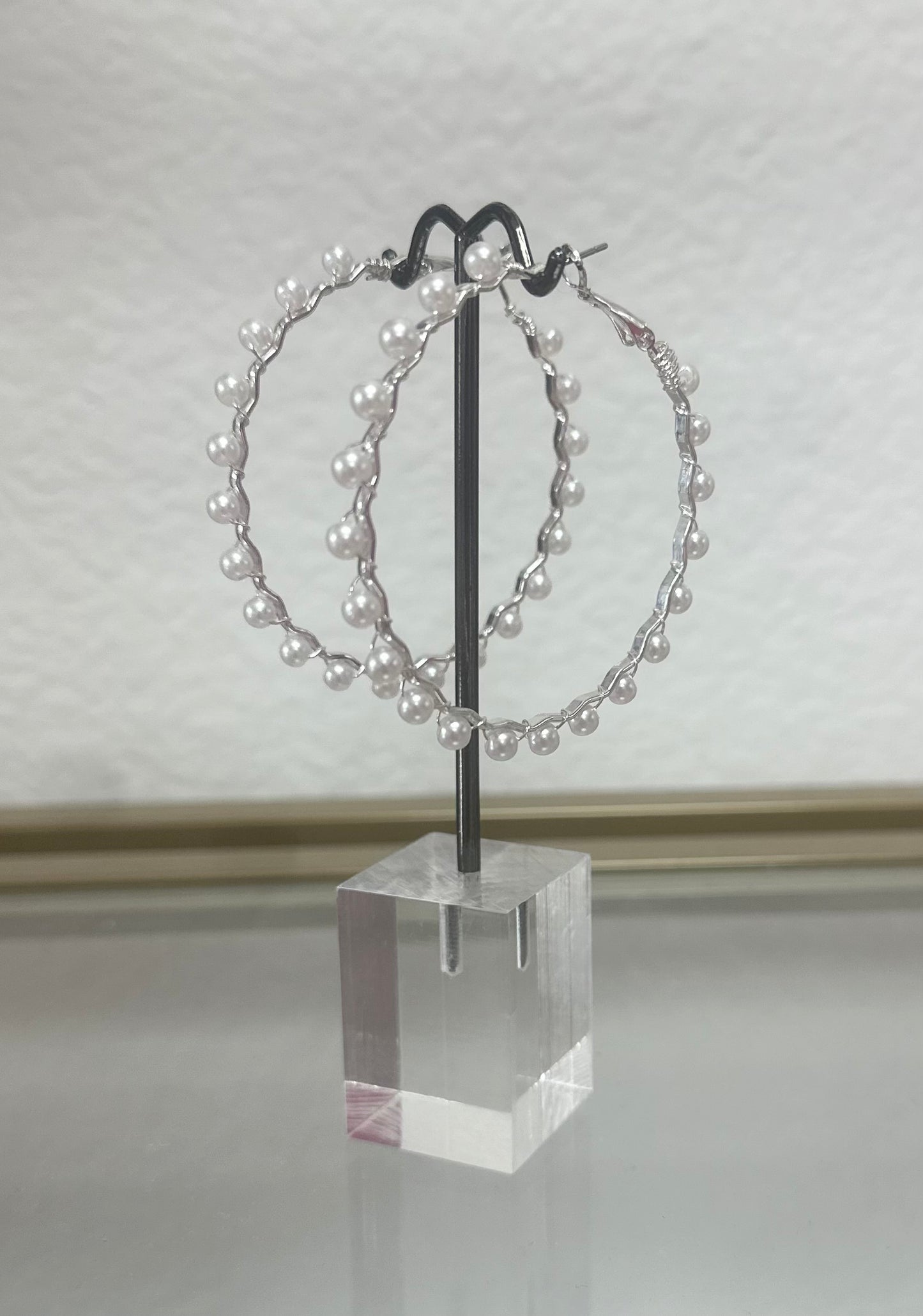 Pearl Twisted Hoops (Silver and Gold)