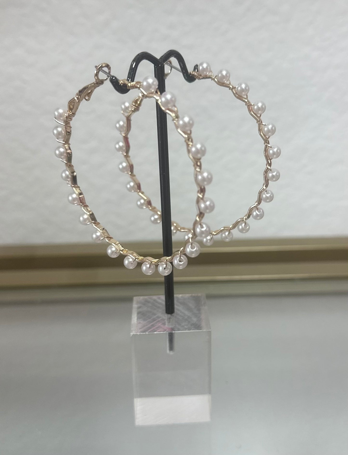 Pearl Twisted Hoops (Silver and Gold)