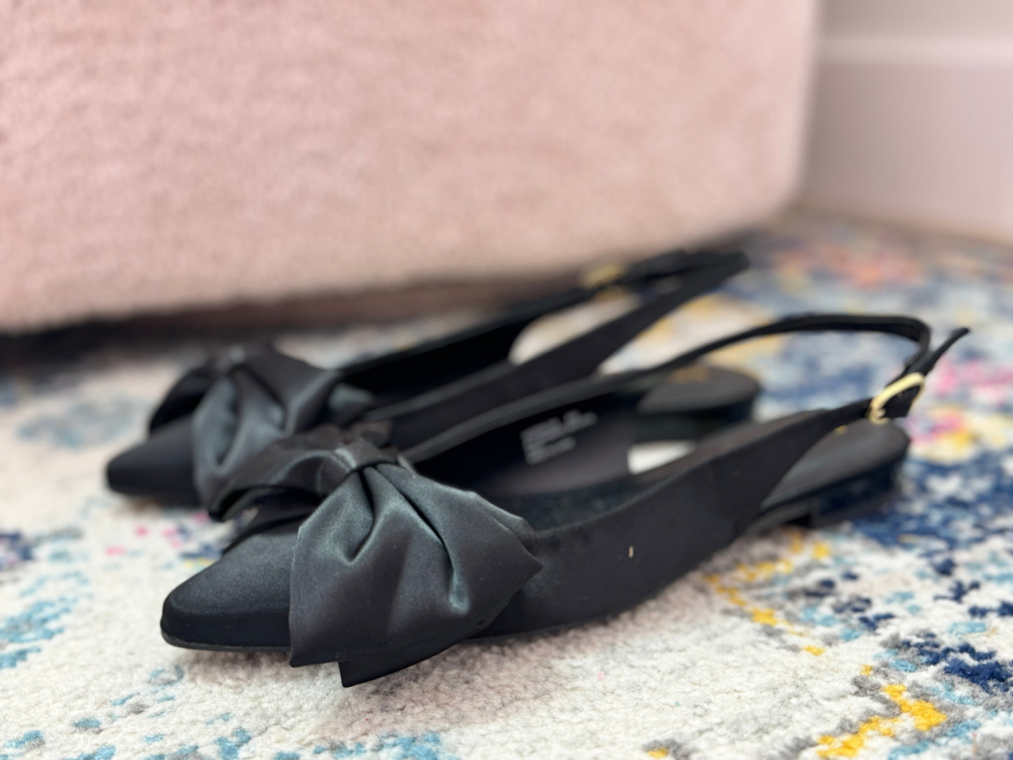 S4 Black Bow Sling Back Mules