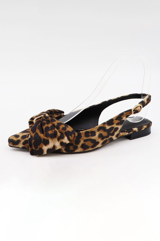 Leopard Bow Sling Back Mules