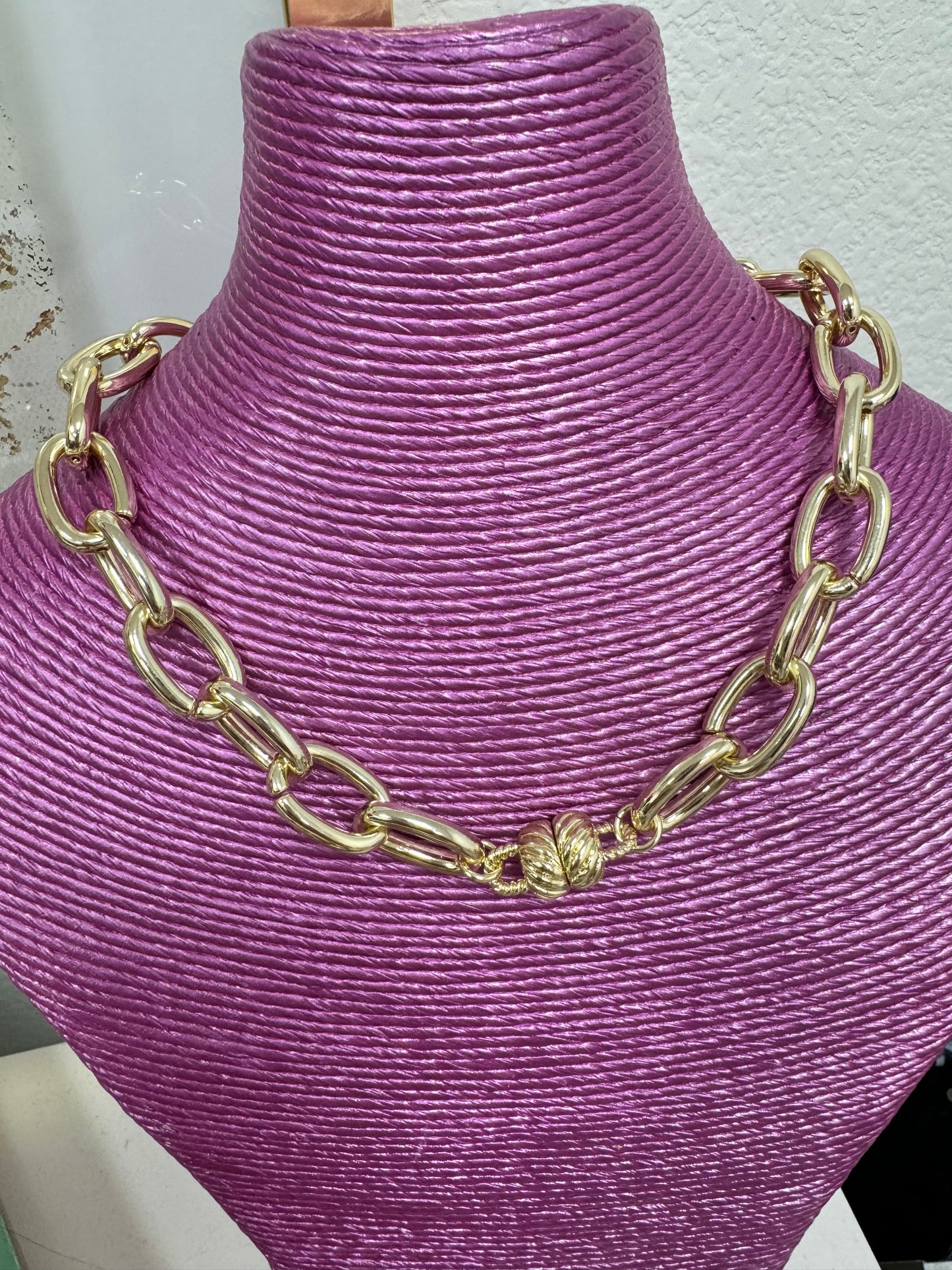 Silver and Gold Magnetic Crystal Link Necklace