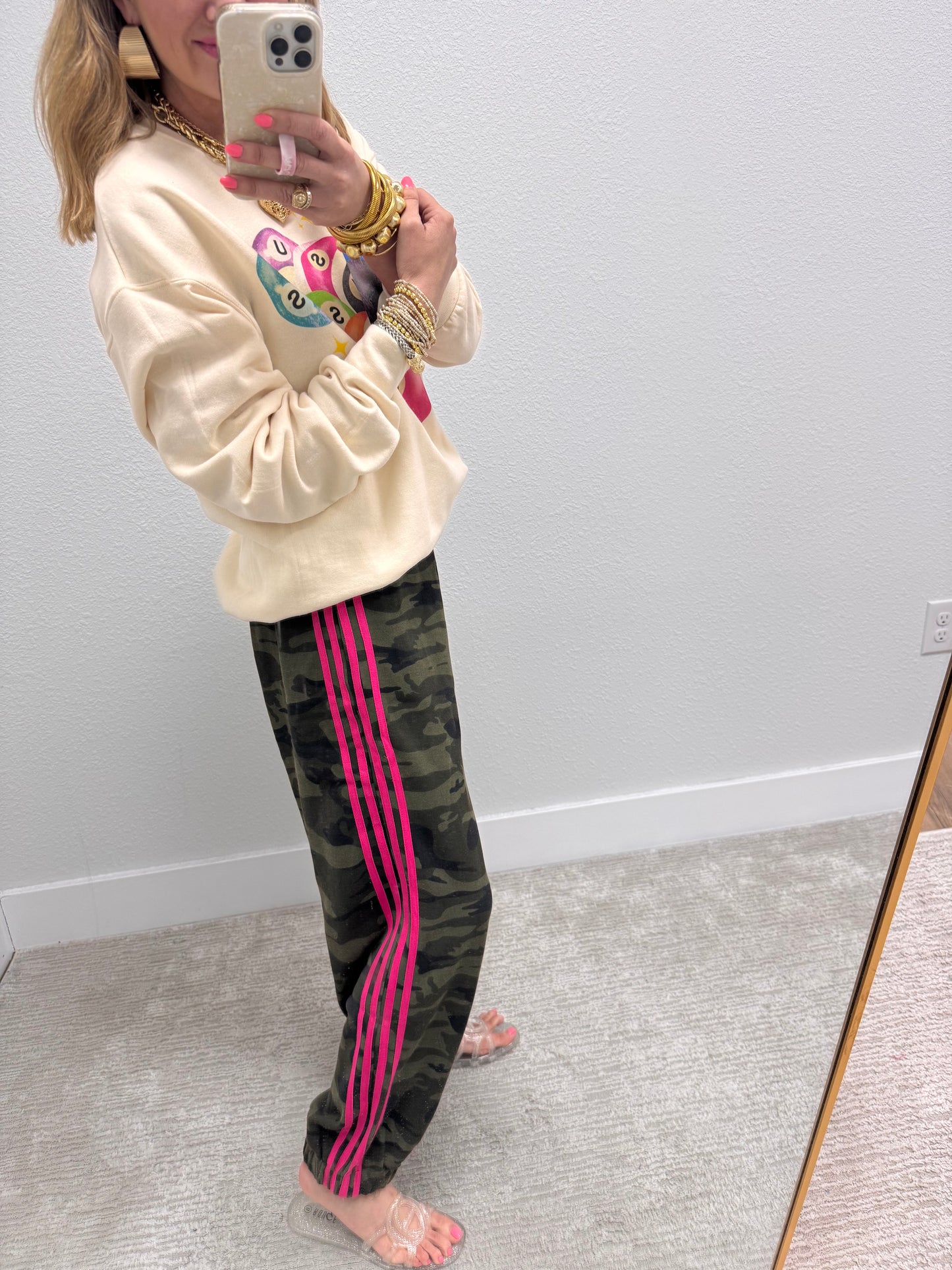 Camo Pink Striped Jogger Pants