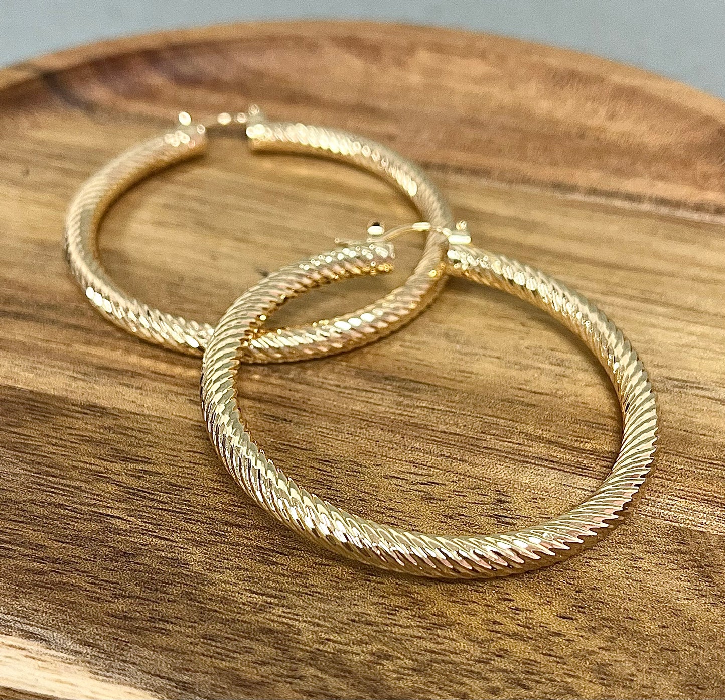 Gold Dipped 50MM Twisted Hoops
