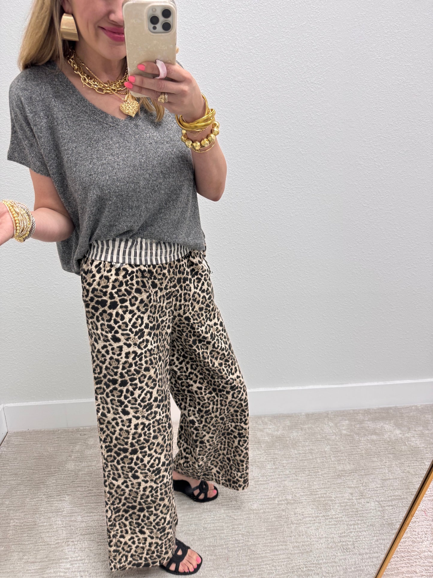 Stripe and Leopard Contrast Pant