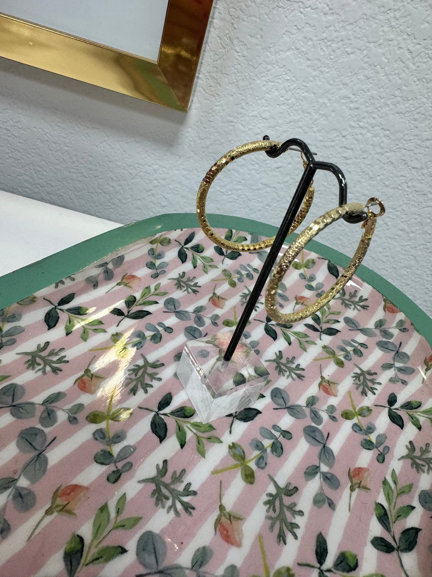 Medium Shiny Textured Hoops (silver and gold)