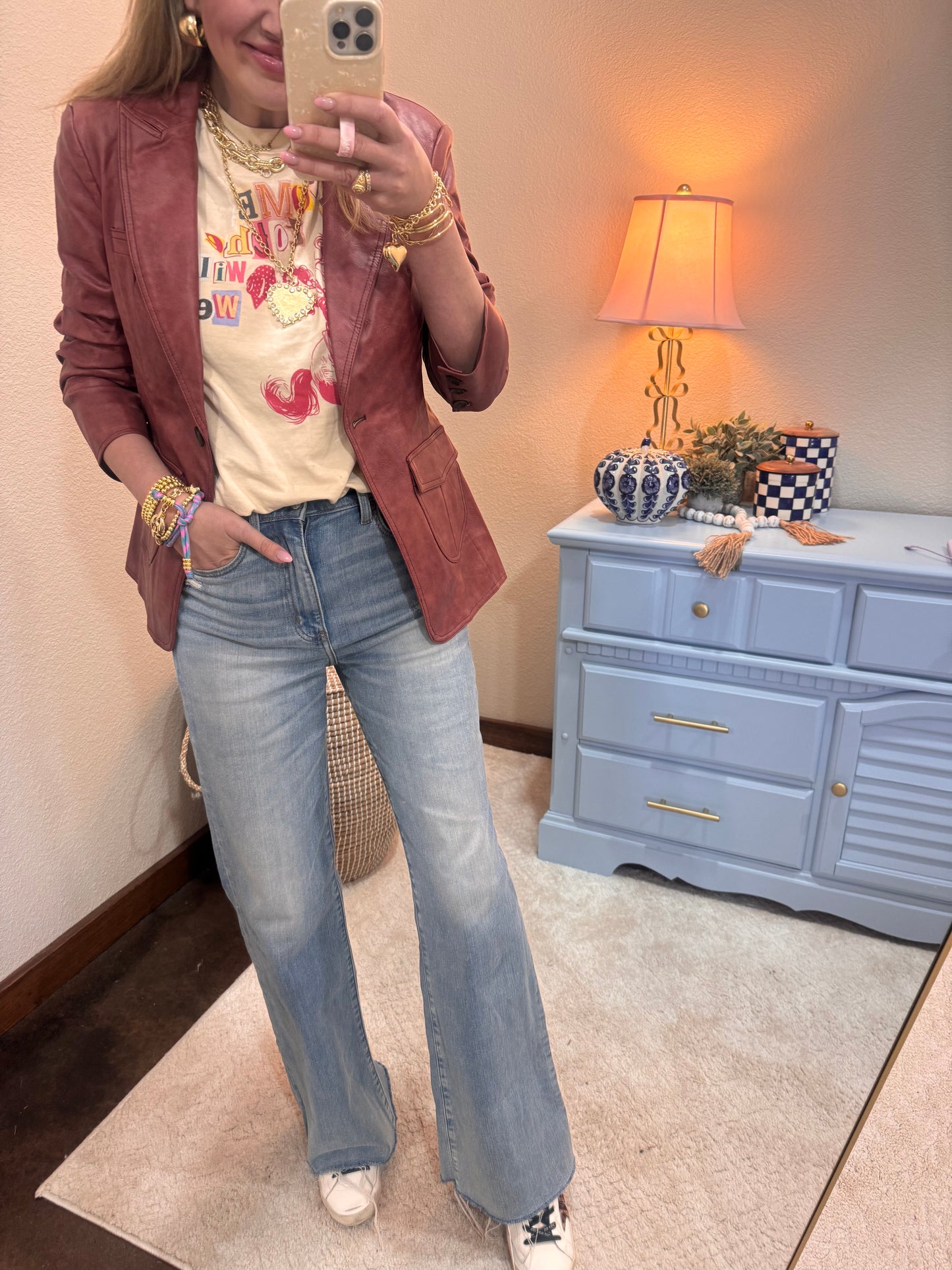 Burgundy Pocket Detail Scrunched Sleeve Faux Leather Blazer