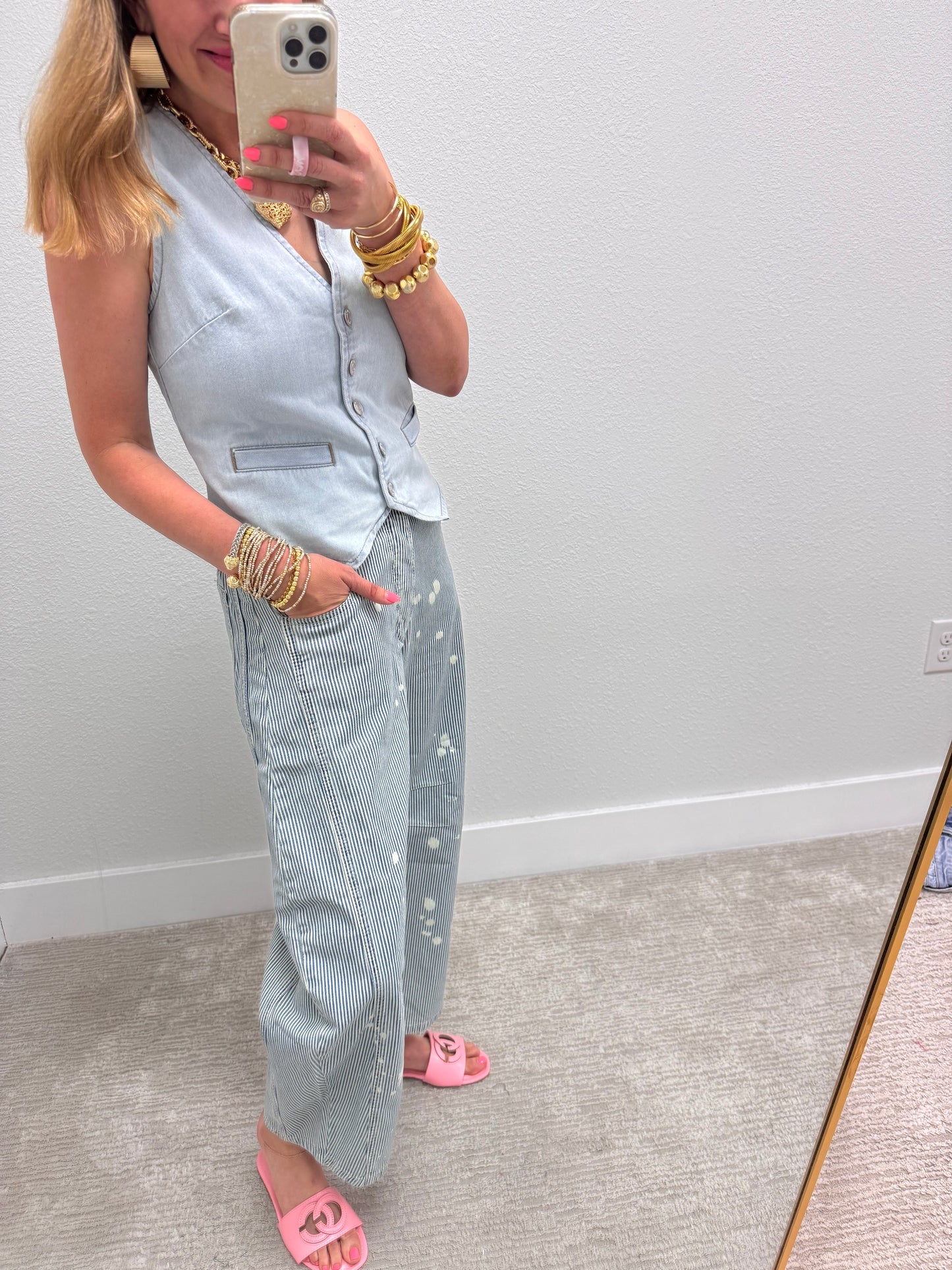 Light Denim Button Vest