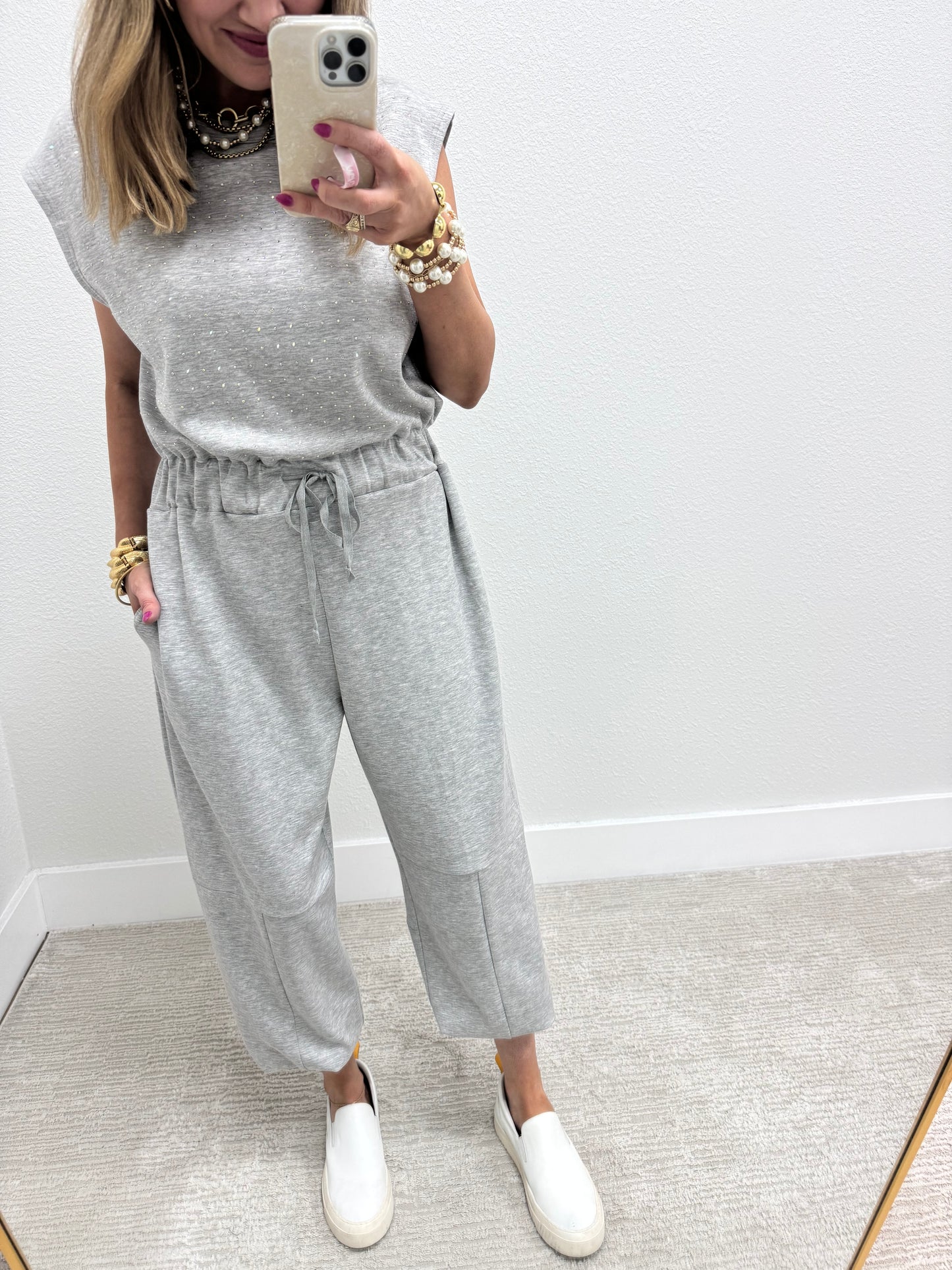 Scuba Grey Embellished Jumpsuit