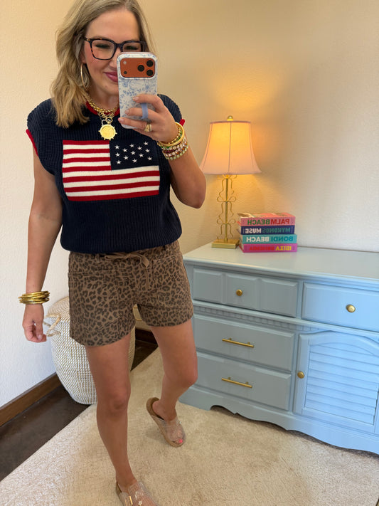 Navy American Flag Lightweight Sweater Top