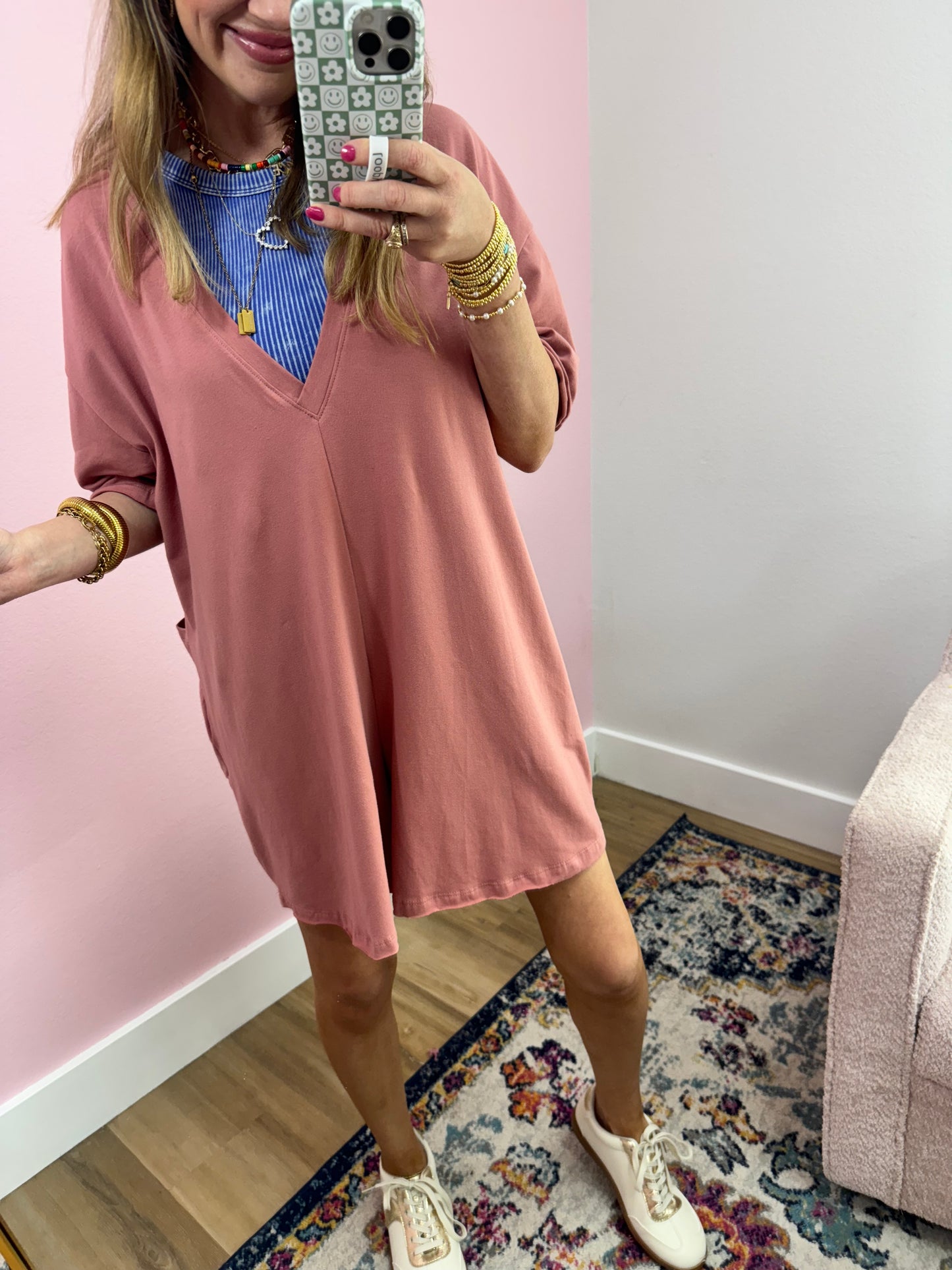 Dusty Rose Short Onesie Jumper