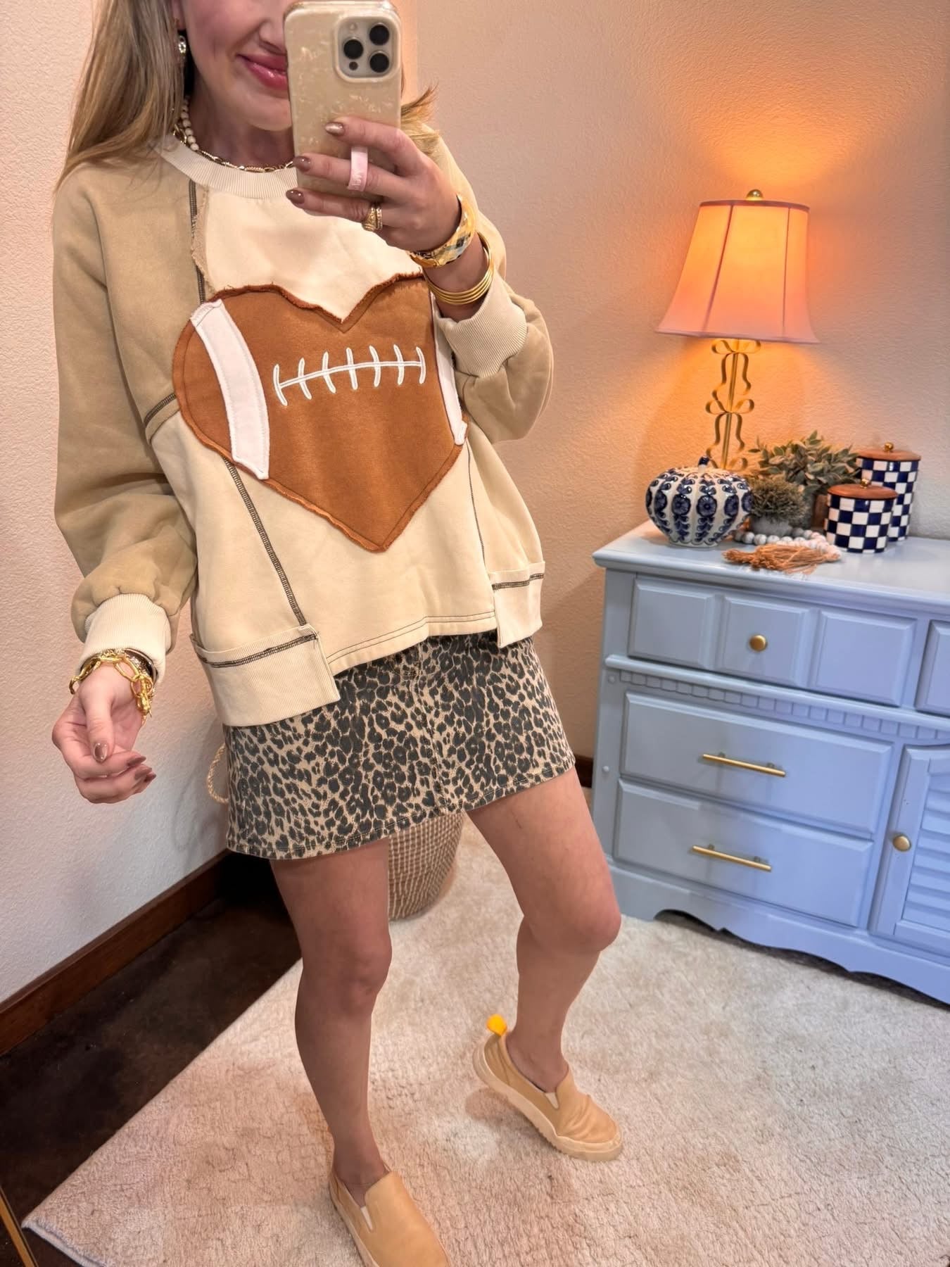 Heart Football Fleece Pullover