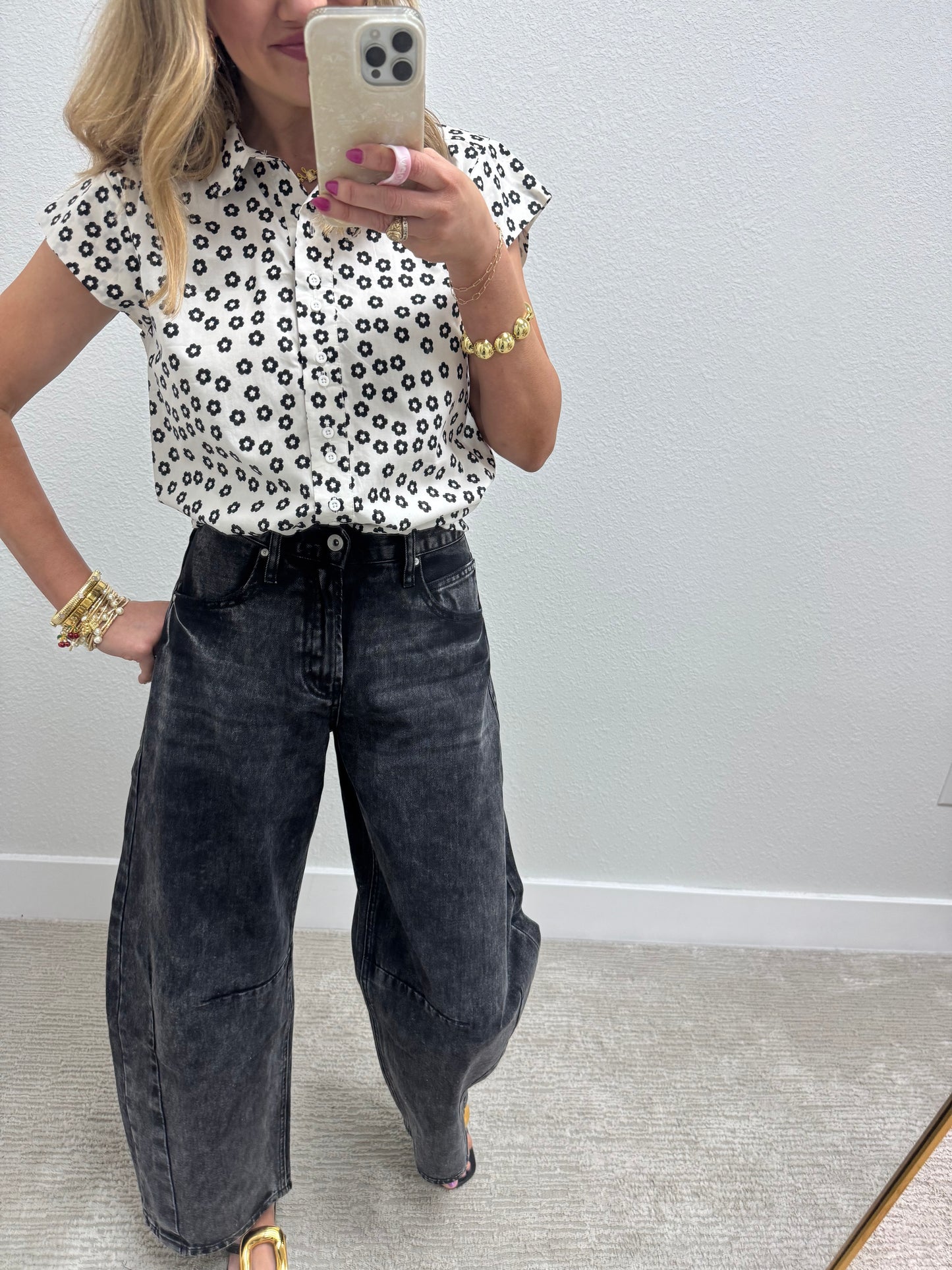 Katia Barrel Leg Black Jeans