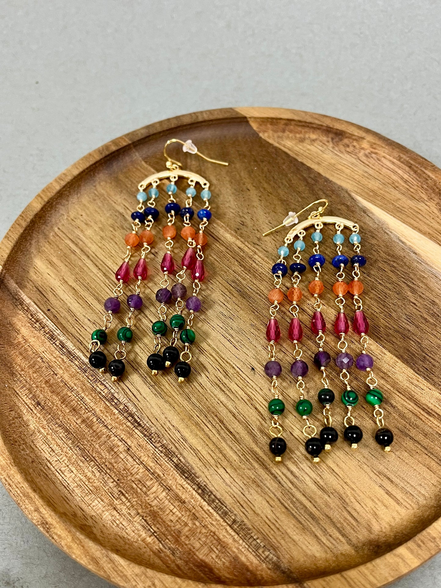Semi Precious Stone Colorful Earrings