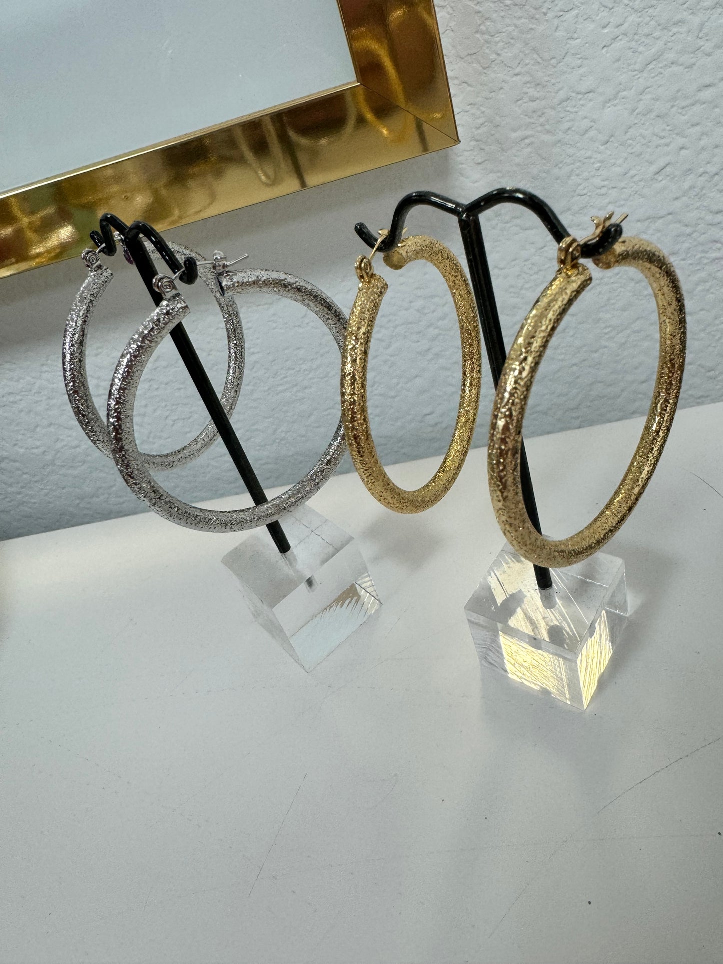 Small and Large Hammered Hoops (silver and gold)