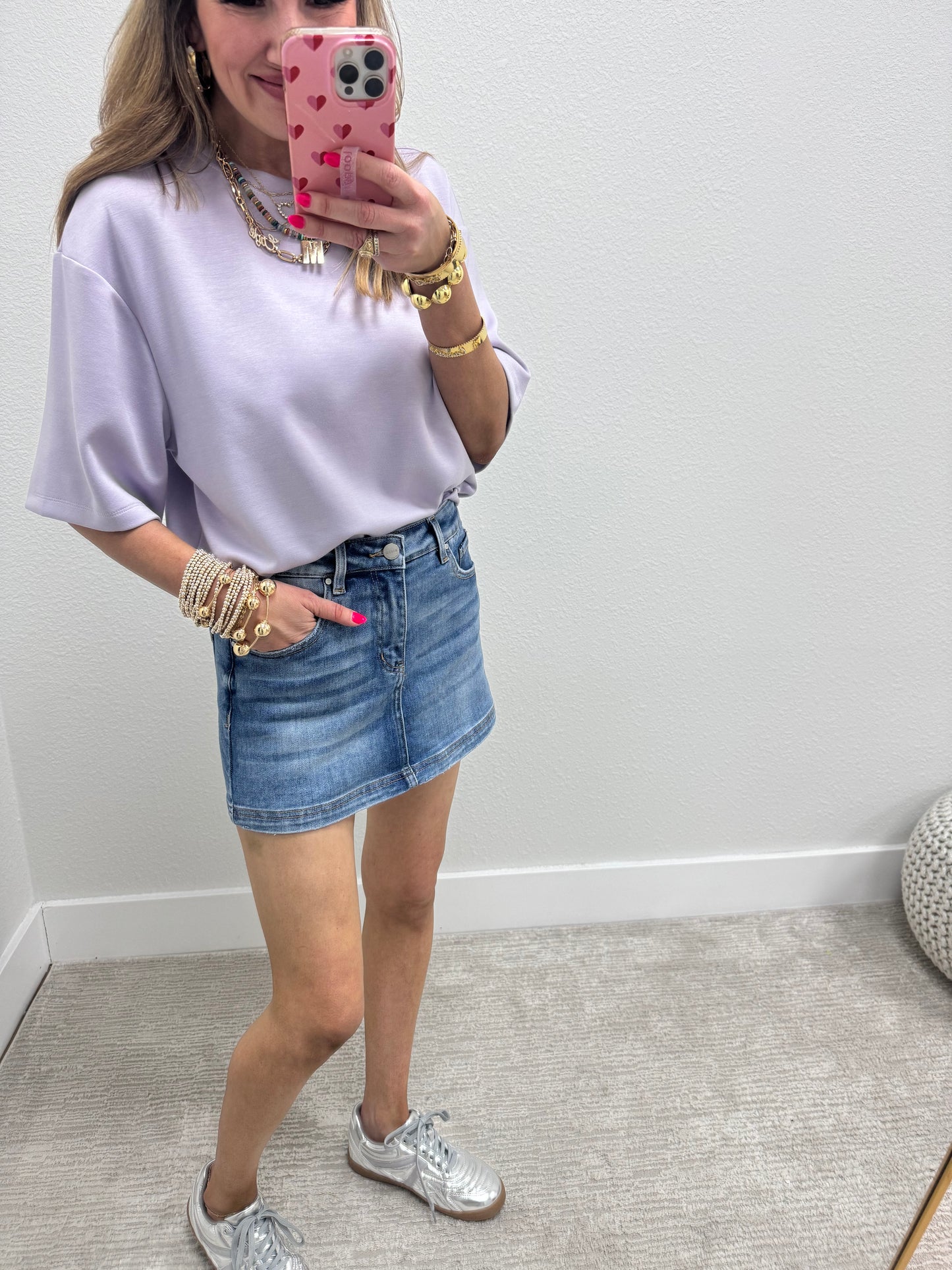 Lavender Scuba Short Sleeve Top