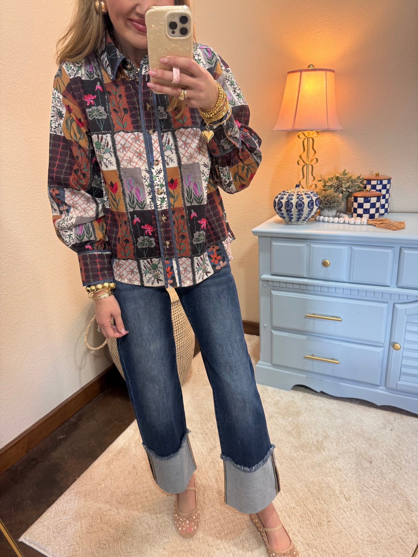 Risen Mid Rise Wide Cuff Jeans
