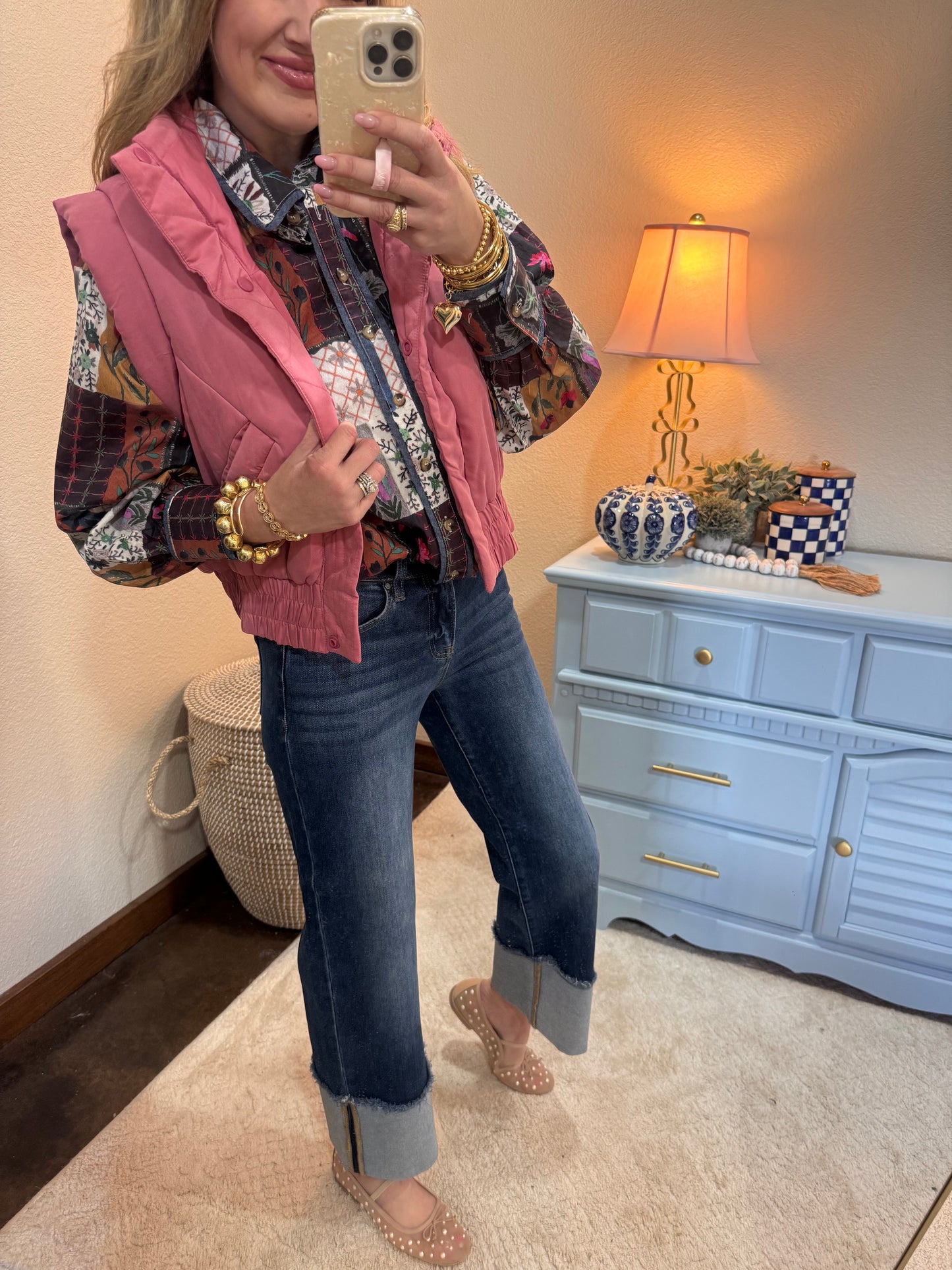 Risen Mid Rise Wide Cuff Jeans