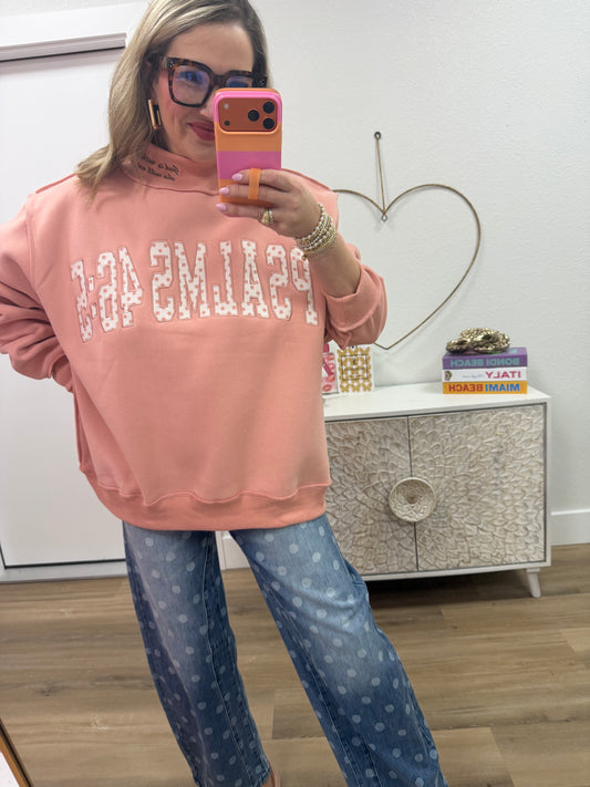 Psalms 46:5 Embroidered Mock Neck Sweatshirt