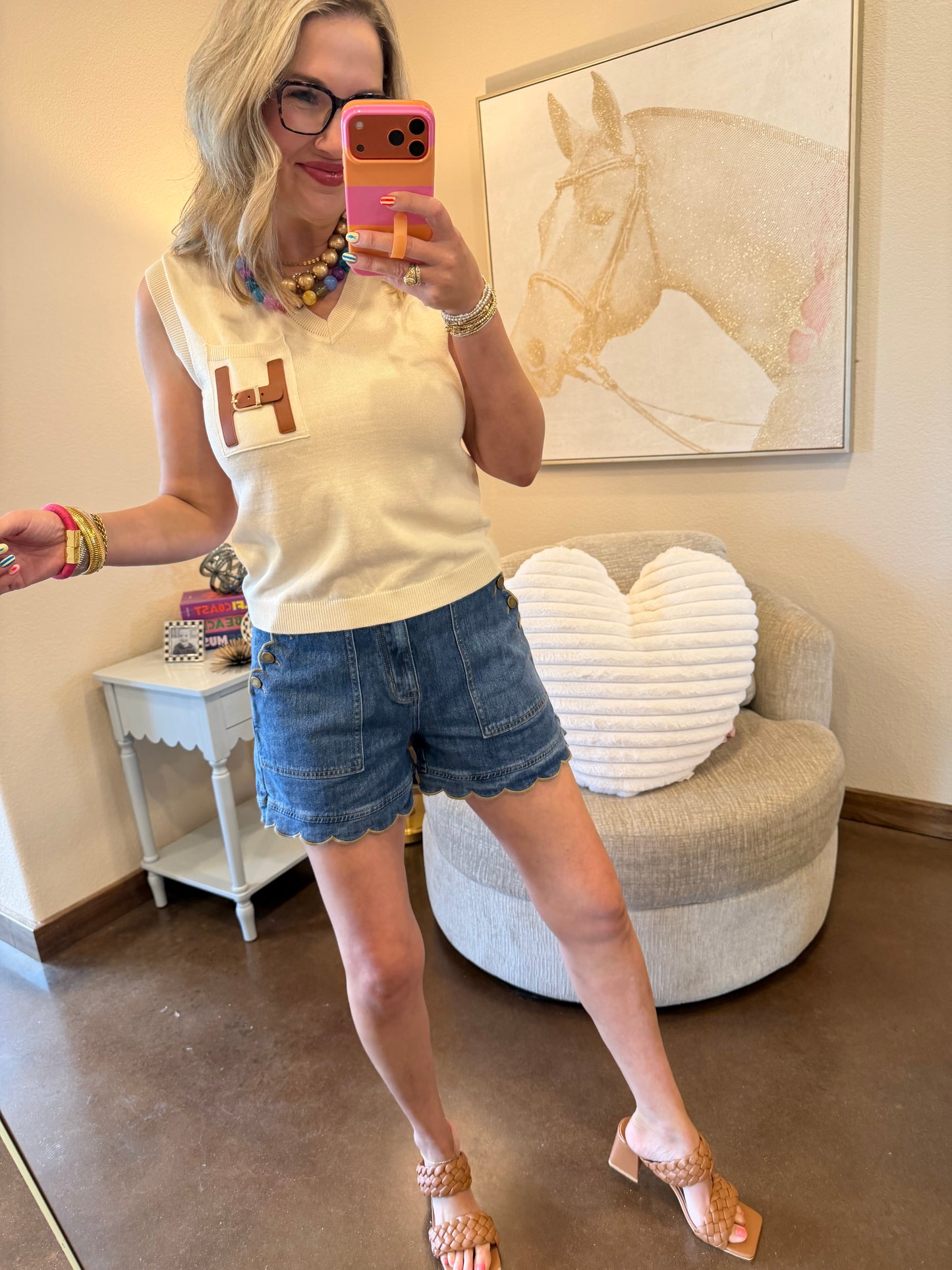 Taupe One Size H pocket Top