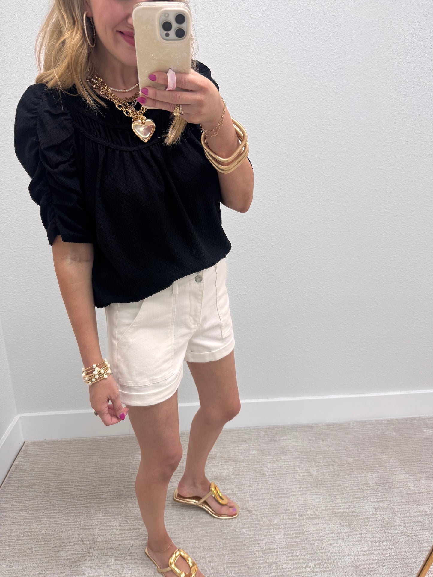 White High Rise Trouser Pocket Jean Shorts FS