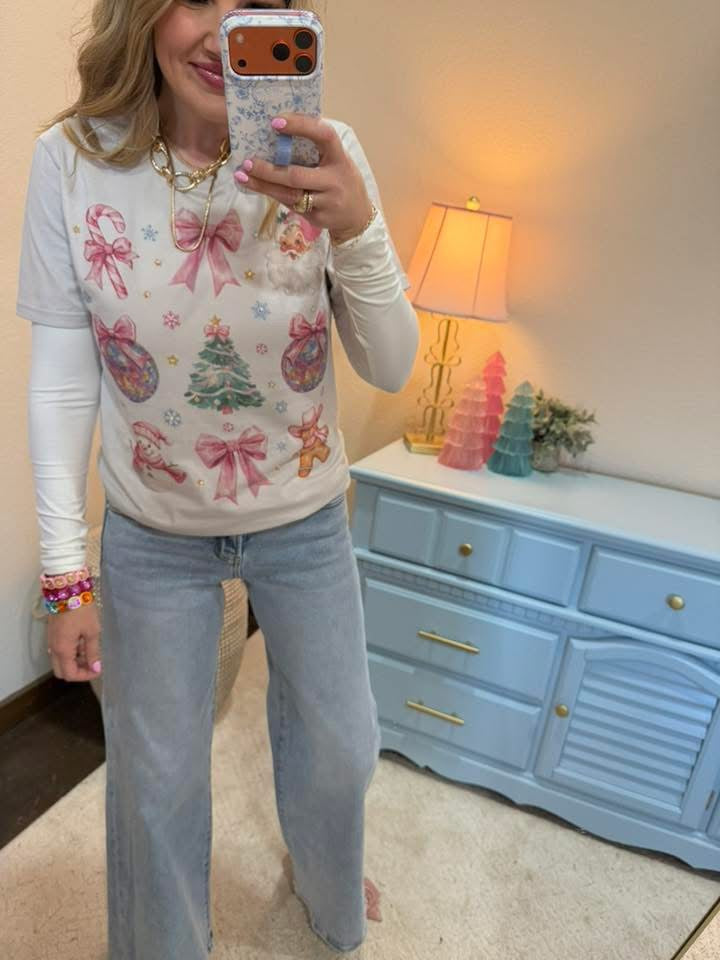 Gray Christmas Embellished Tshirt