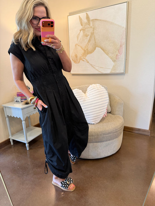 Black Sleeveless Elastic Waist Romper